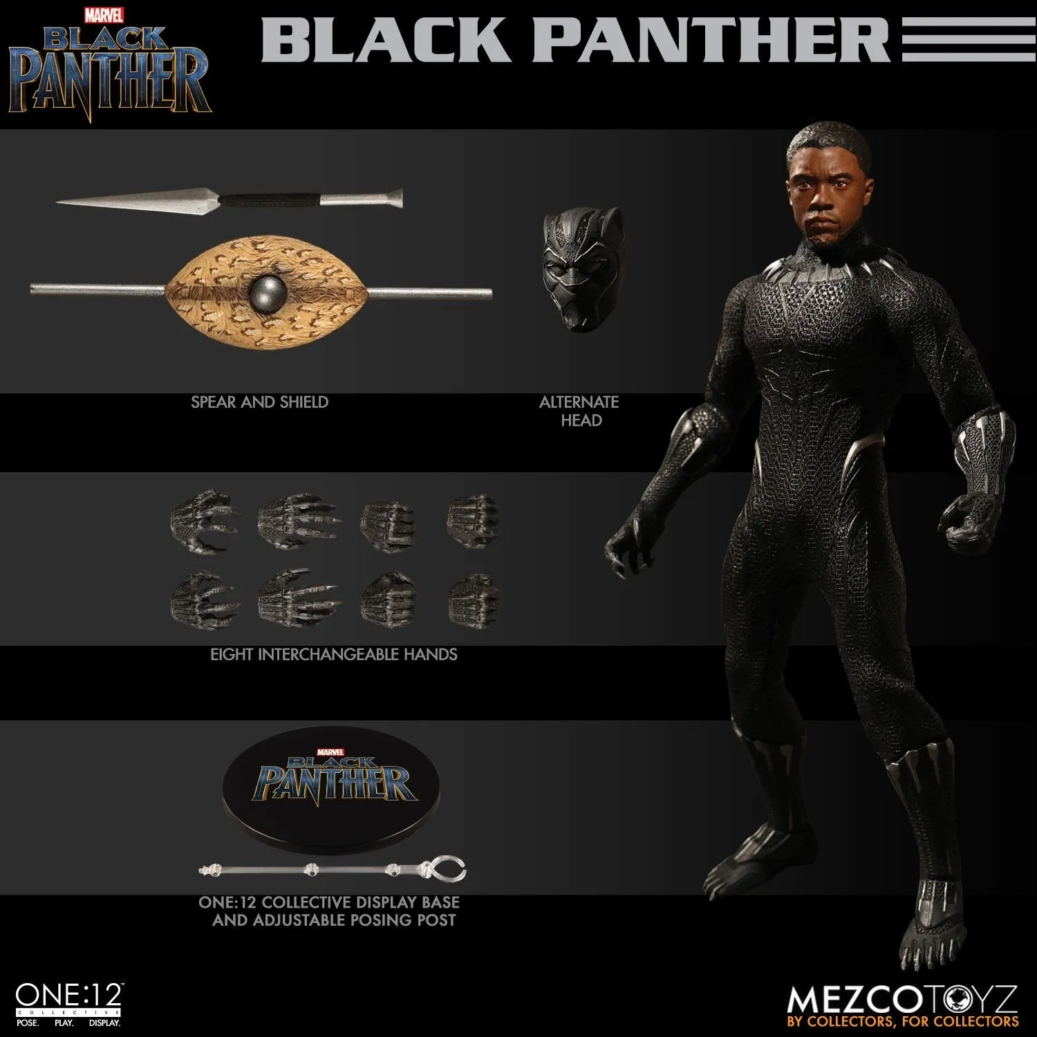 1/12 - Black Panther - Masked Male Head Sculpt