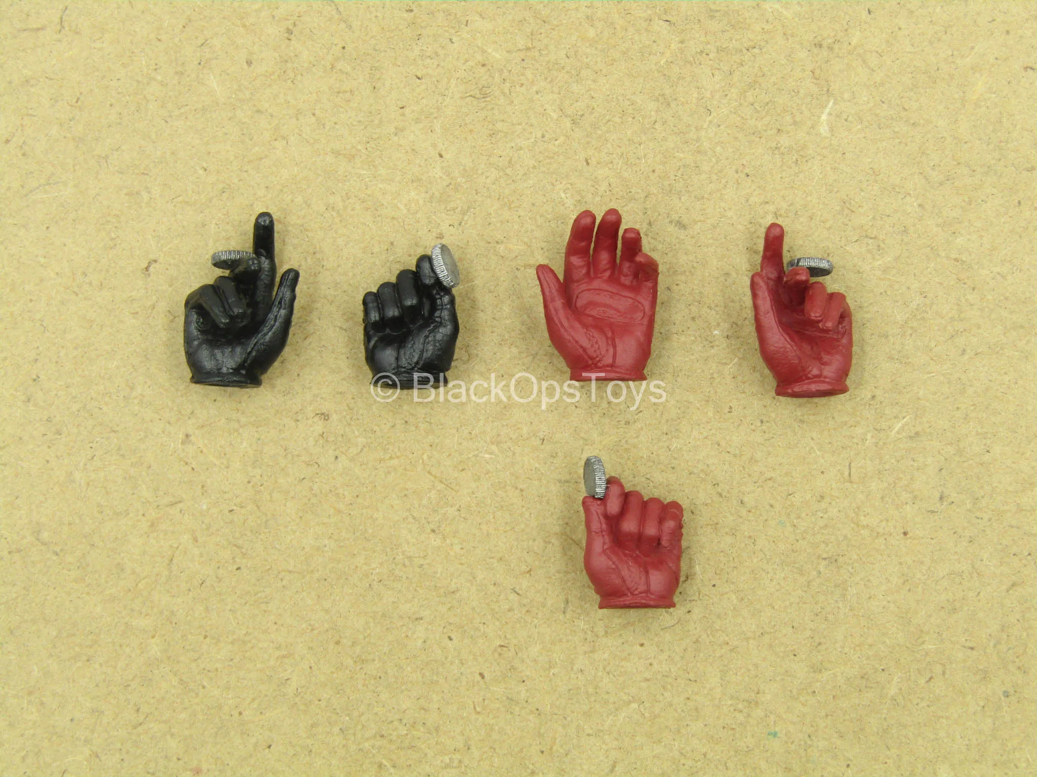 1/12 - Two Face - Black & Red Coin Flipping Hand Set