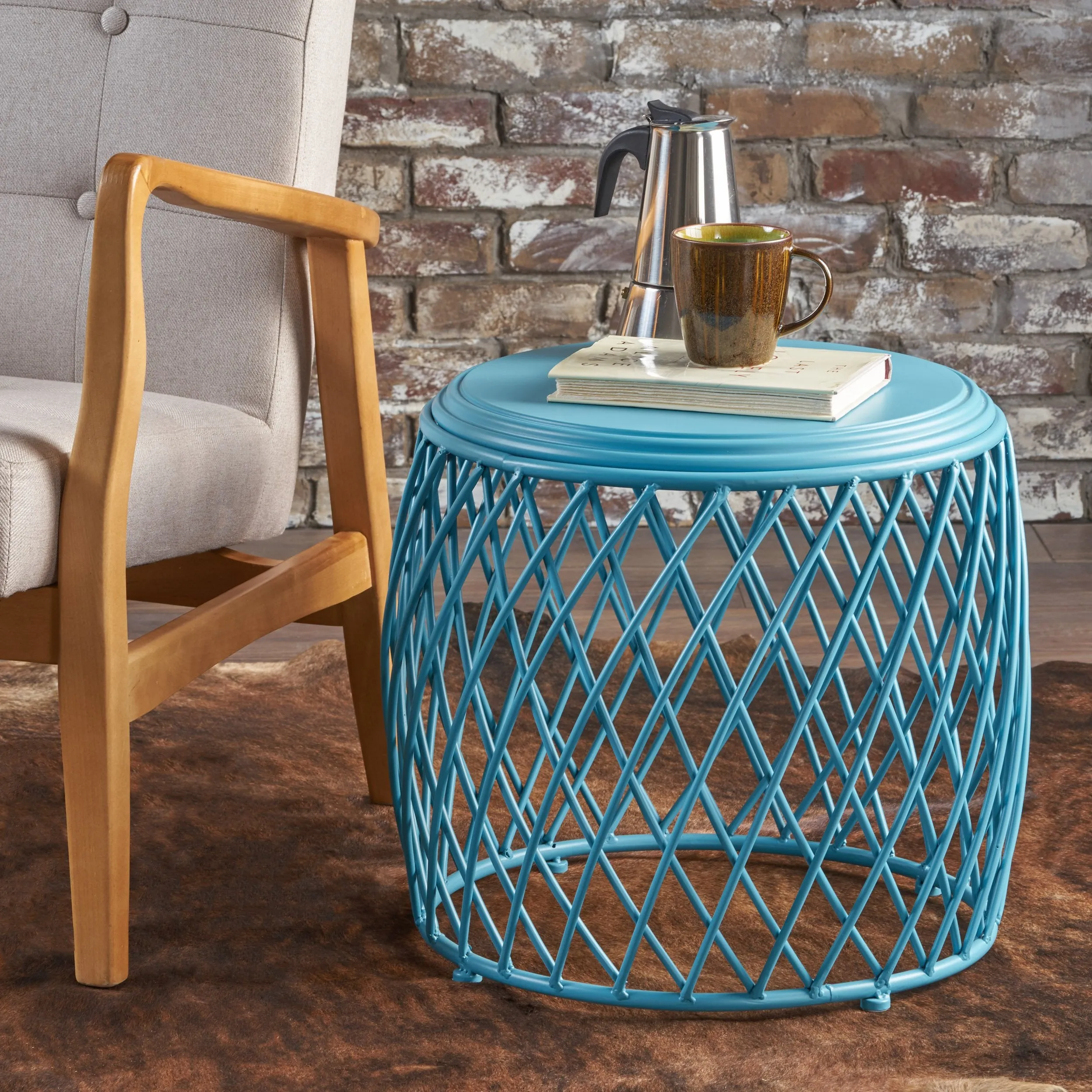 19 Inch Diameter Lattice Matte Finish Iron Side Table - NH272203