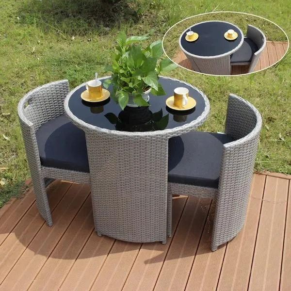 2 Seater Oval Compact Rattan Bistro Furniture Set