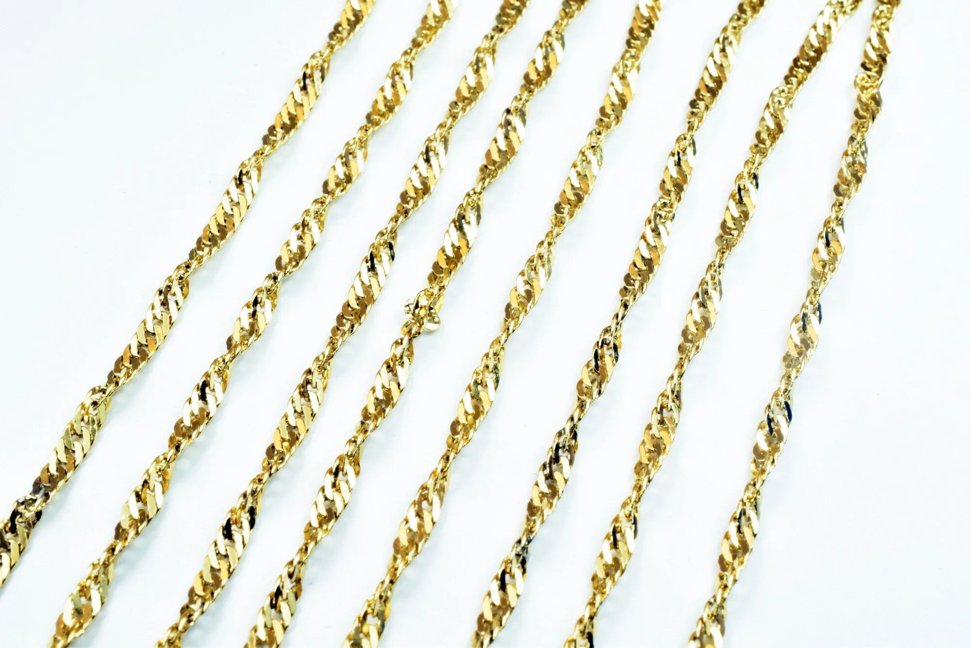 23" Inch 18K Gold Filled Look, EP Singapore Chain, Width 2.5mm, Thickness 0.5mm Bohemian Jewelry Findings For Jewelry Making CG476