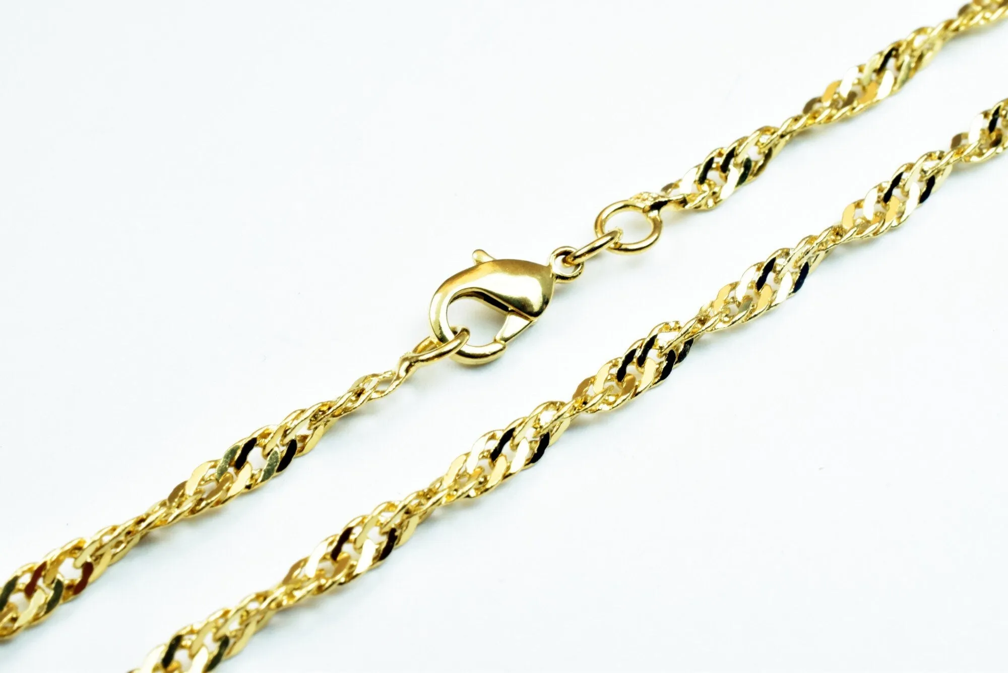 23" Inch 18K Gold Filled Look, EP Singapore Chain, Width 2.5mm, Thickness 0.5mm Bohemian Jewelry Findings For Jewelry Making CG476