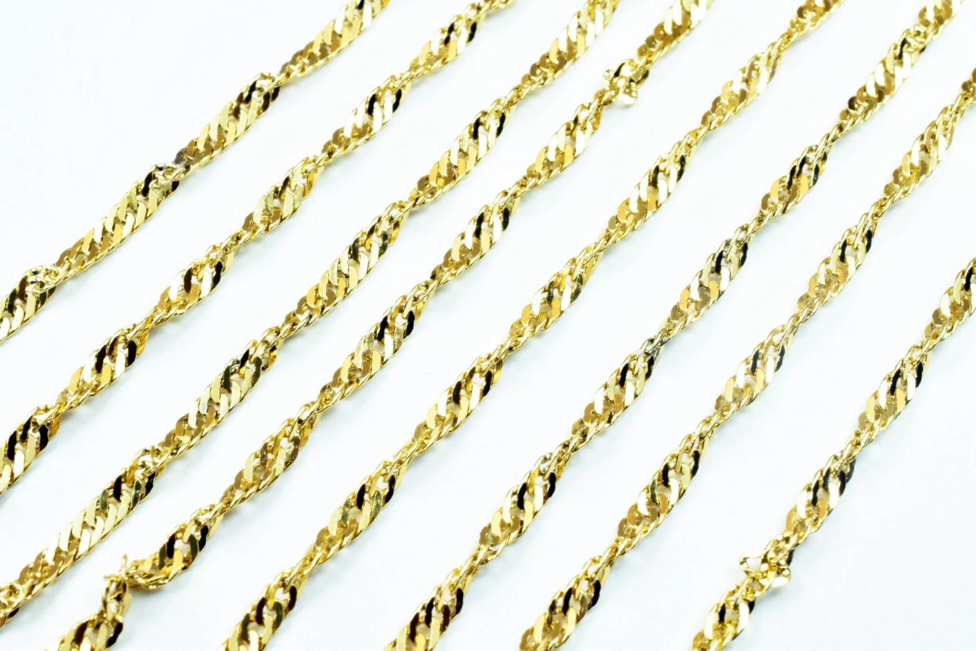 23" Inch 18K Gold Filled Look, EP Singapore Chain, Width 2.5mm, Thickness 0.5mm Bohemian Jewelry Findings For Jewelry Making CG476