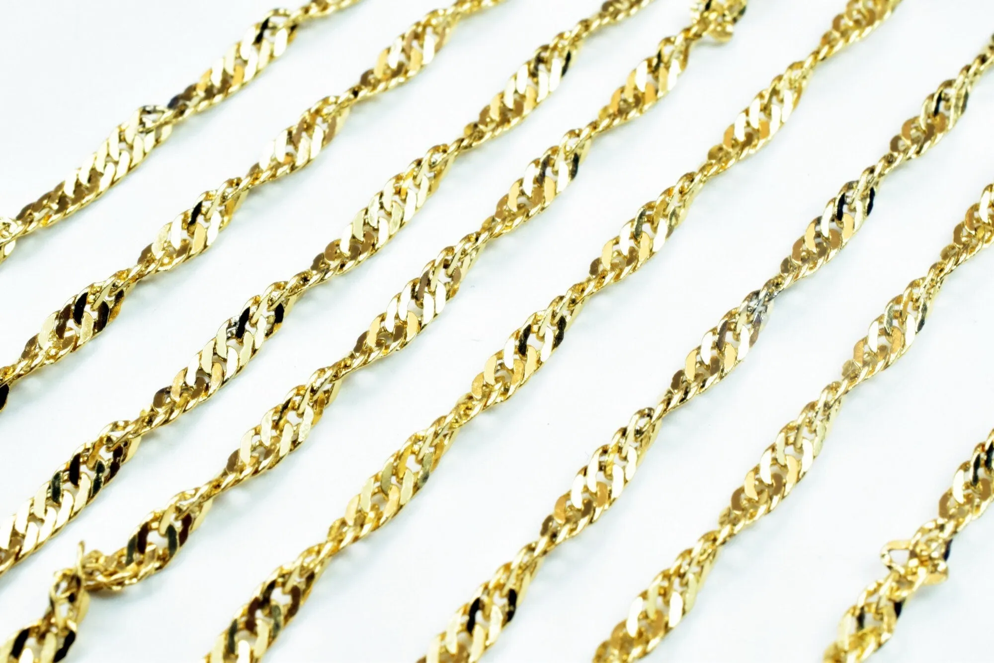 23" Inch 18K Gold Filled Look, EP Singapore Chain, Width 2.5mm, Thickness 0.5mm Bohemian Jewelry Findings For Jewelry Making CG476