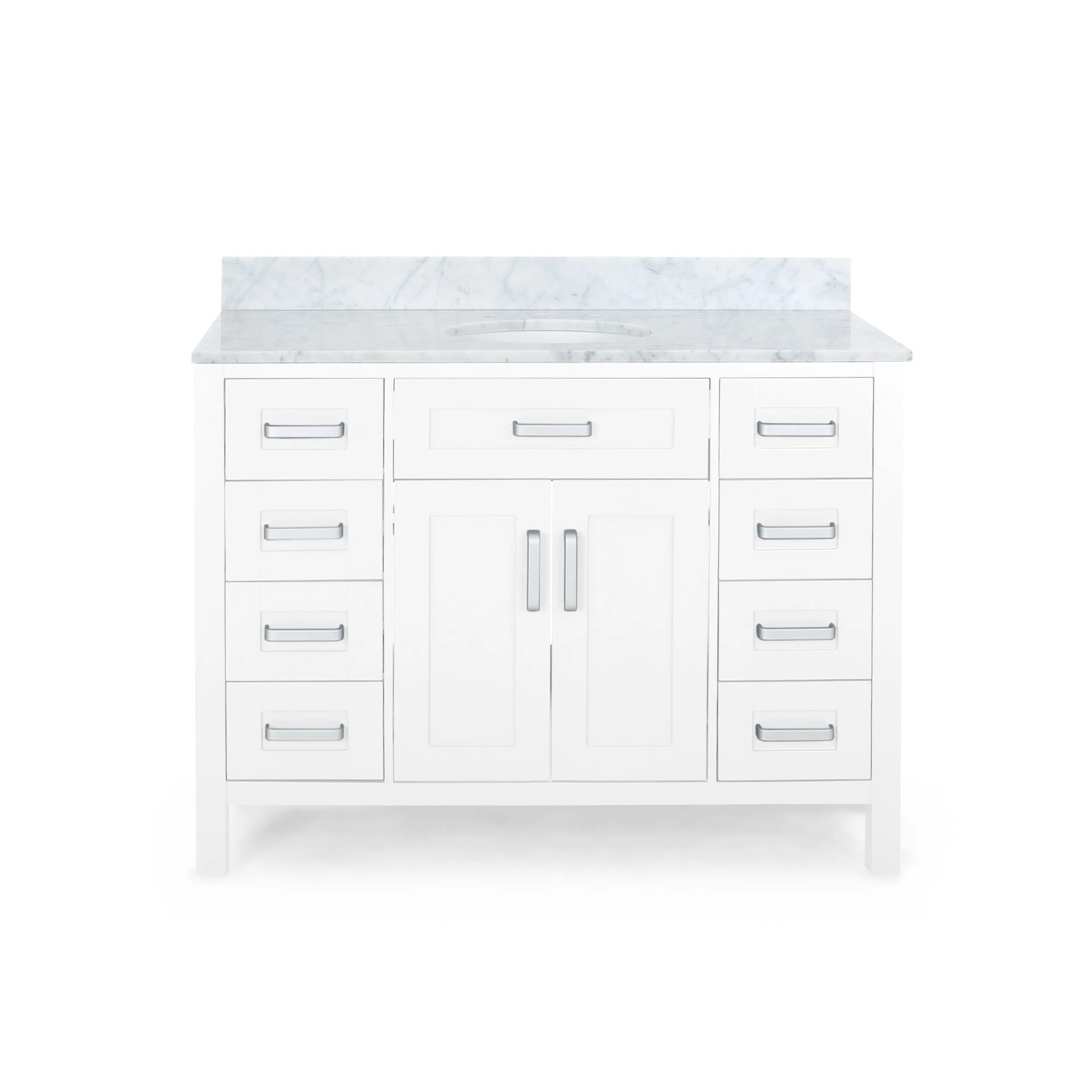 48" Wood Single Sink Bathroom Vanity with Marble Counter Top with Carrara White Marble - NH409703