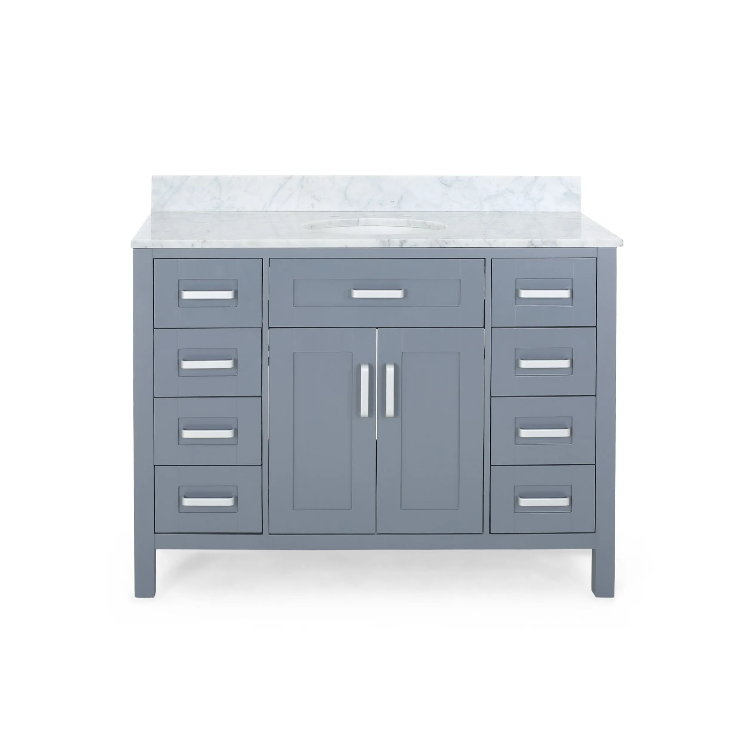 48" Wood Single Sink Bathroom Vanity with Marble Counter Top with Carrara White Marble - NH409703