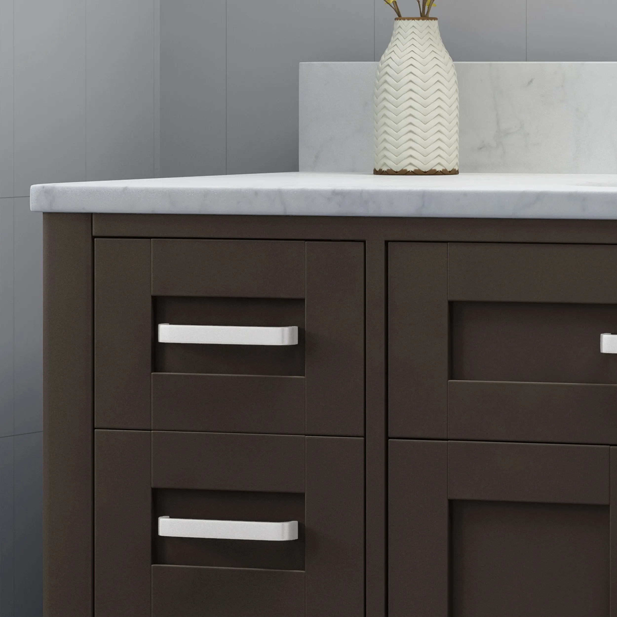 48" Wood Single Sink Bathroom Vanity with Marble Counter Top with Carrara White Marble - NH409703