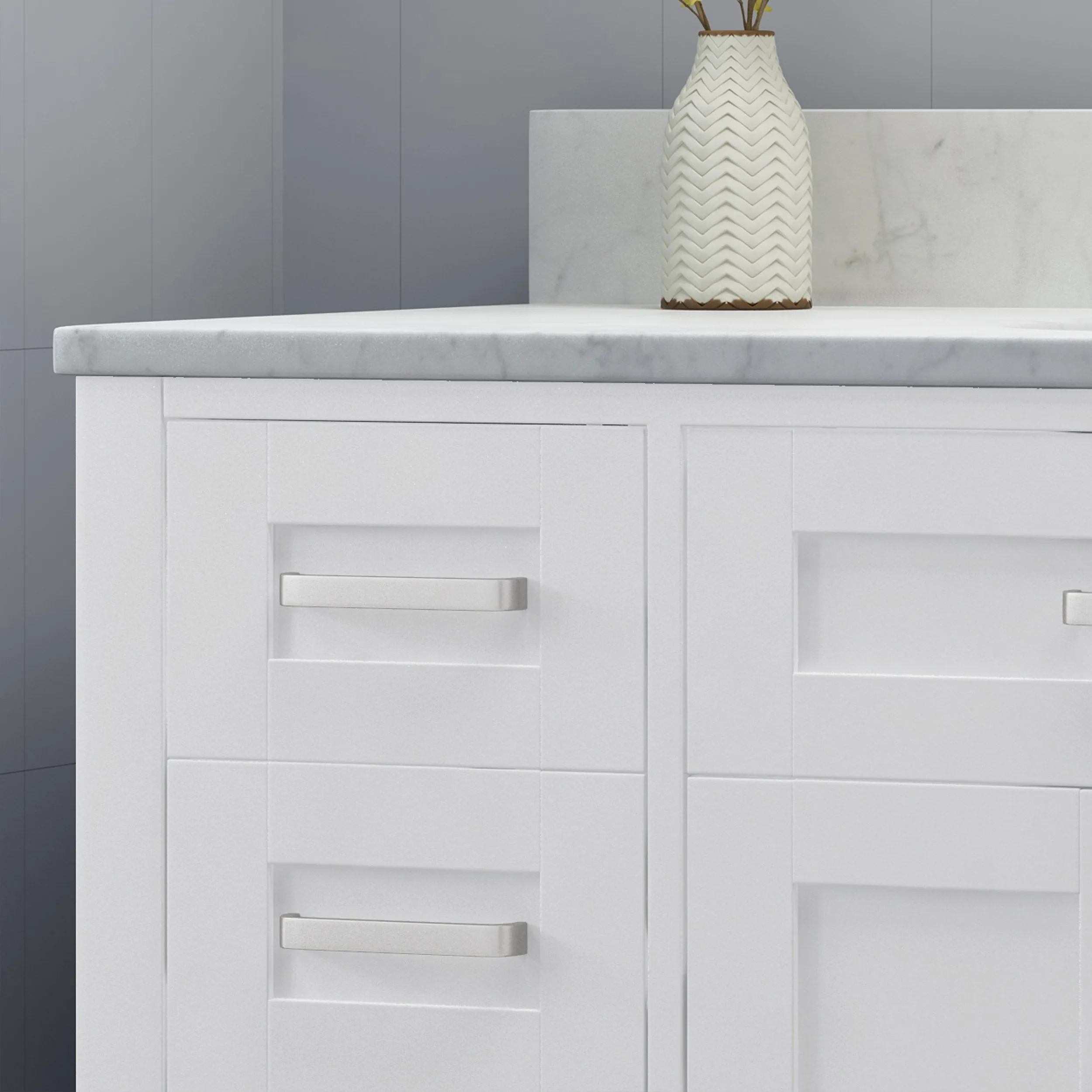 48" Wood Single Sink Bathroom Vanity with Marble Counter Top with Carrara White Marble - NH409703