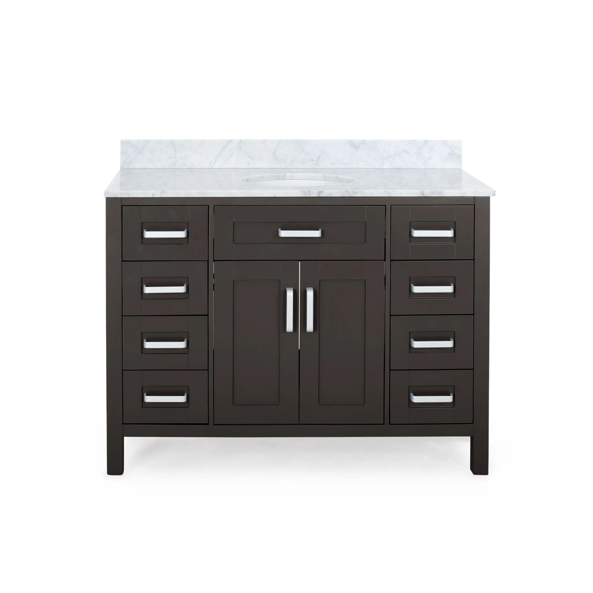 48" Wood Single Sink Bathroom Vanity with Marble Counter Top with Carrara White Marble - NH409703