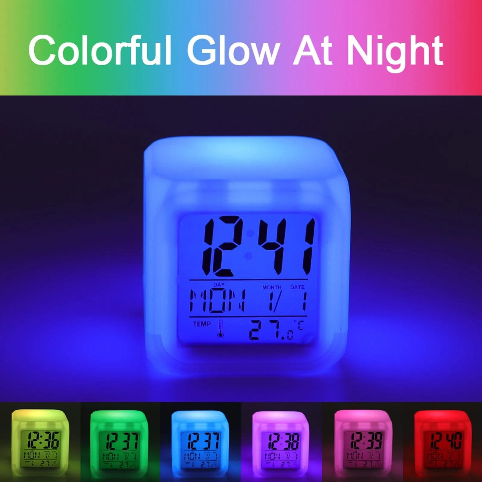 Alarm Clock-Custom Photo Colorful Color Changing Alarm Clock