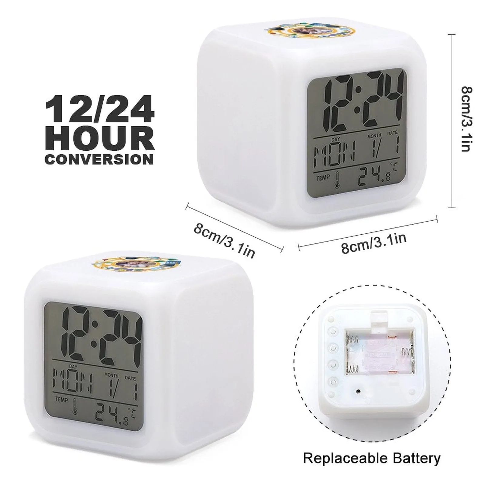 Alarm Clock-Custom Photo Colorful Color Changing Alarm Clock