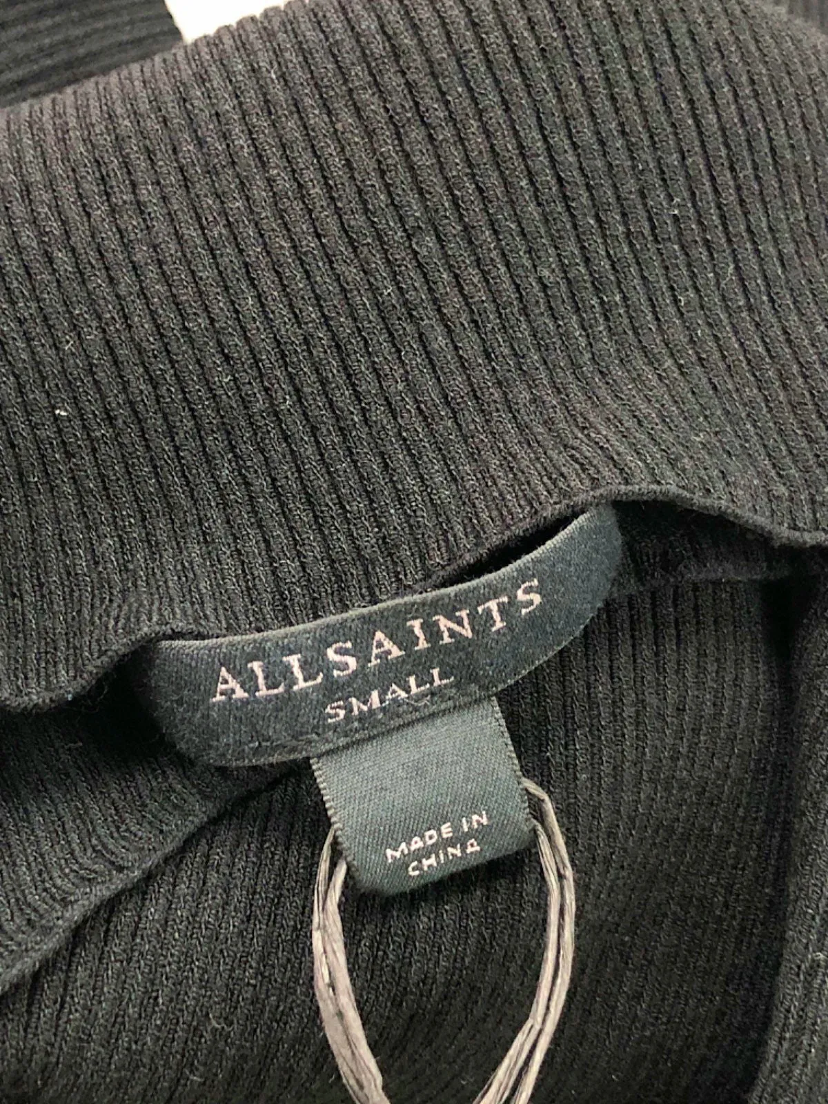 AllSaints Black Ribbed Long Sleeve Top Small