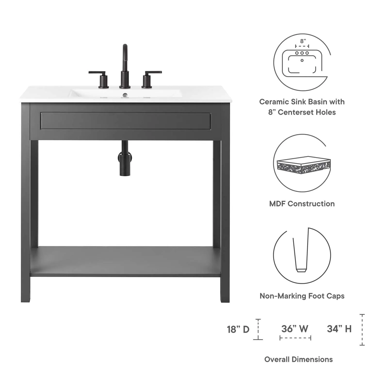 Altura 36" Bathroom Vanity by Modway