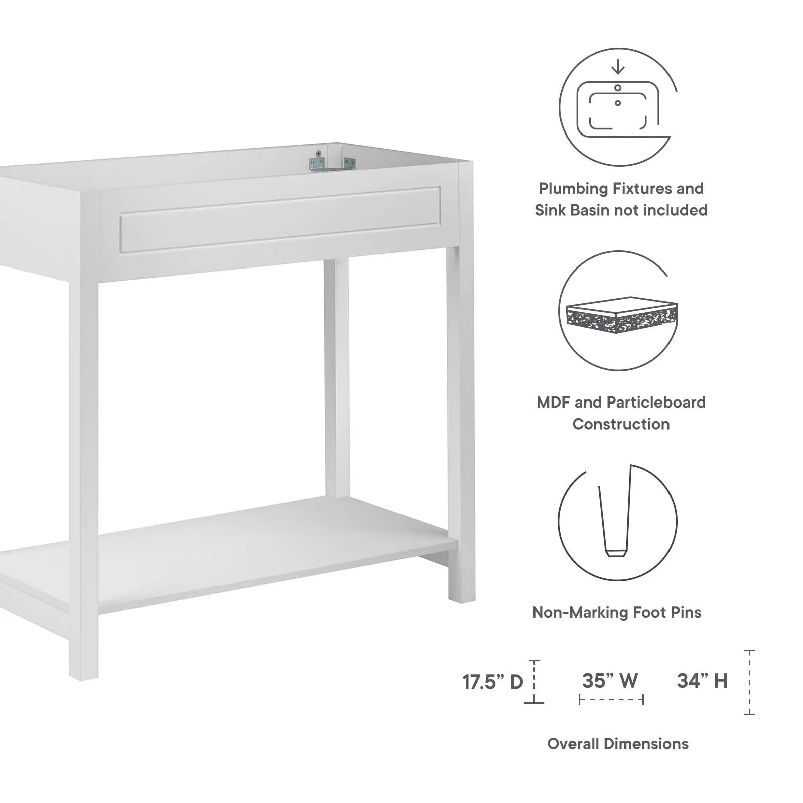 Altura 36" Bathroom Vanity Cabinet (Sink Basin Not Included) by Modway