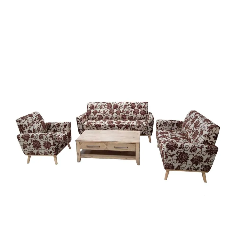 Amber 3 2 1 Fabric Sofa Peony Brown