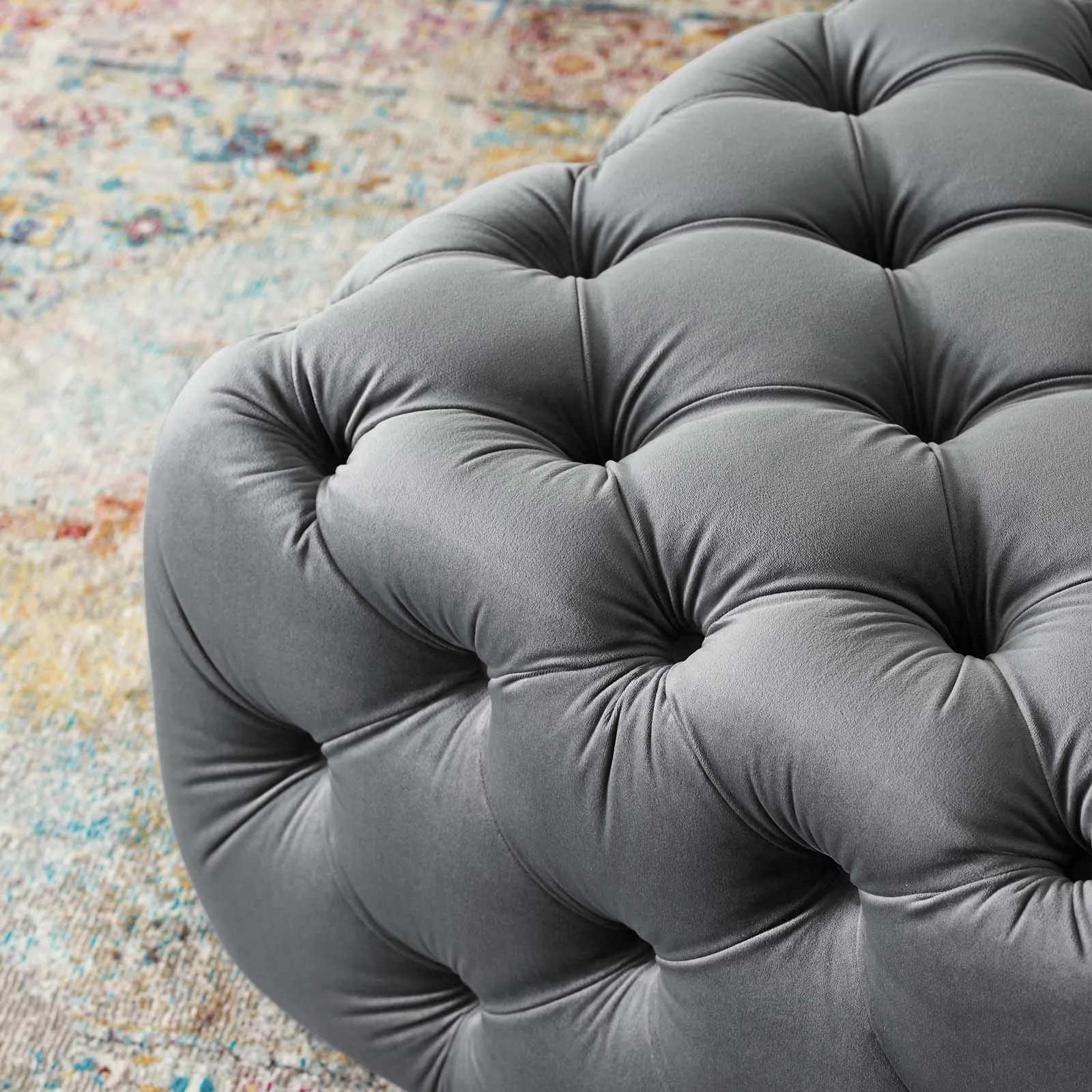 Amour Tufted Button Square Performance Velvet Ottoman by Modway