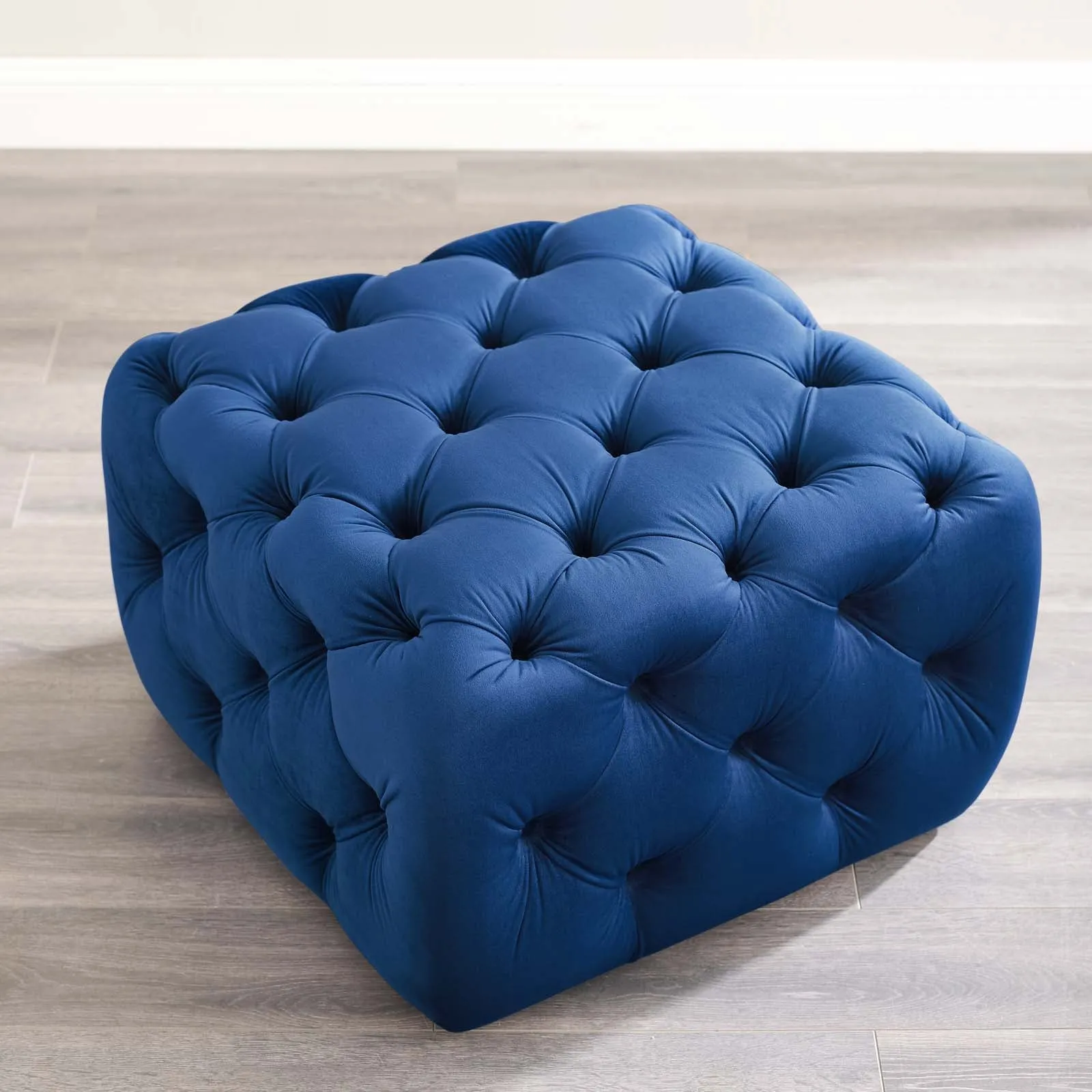 Amour Tufted Button Square Performance Velvet Ottoman by Modway