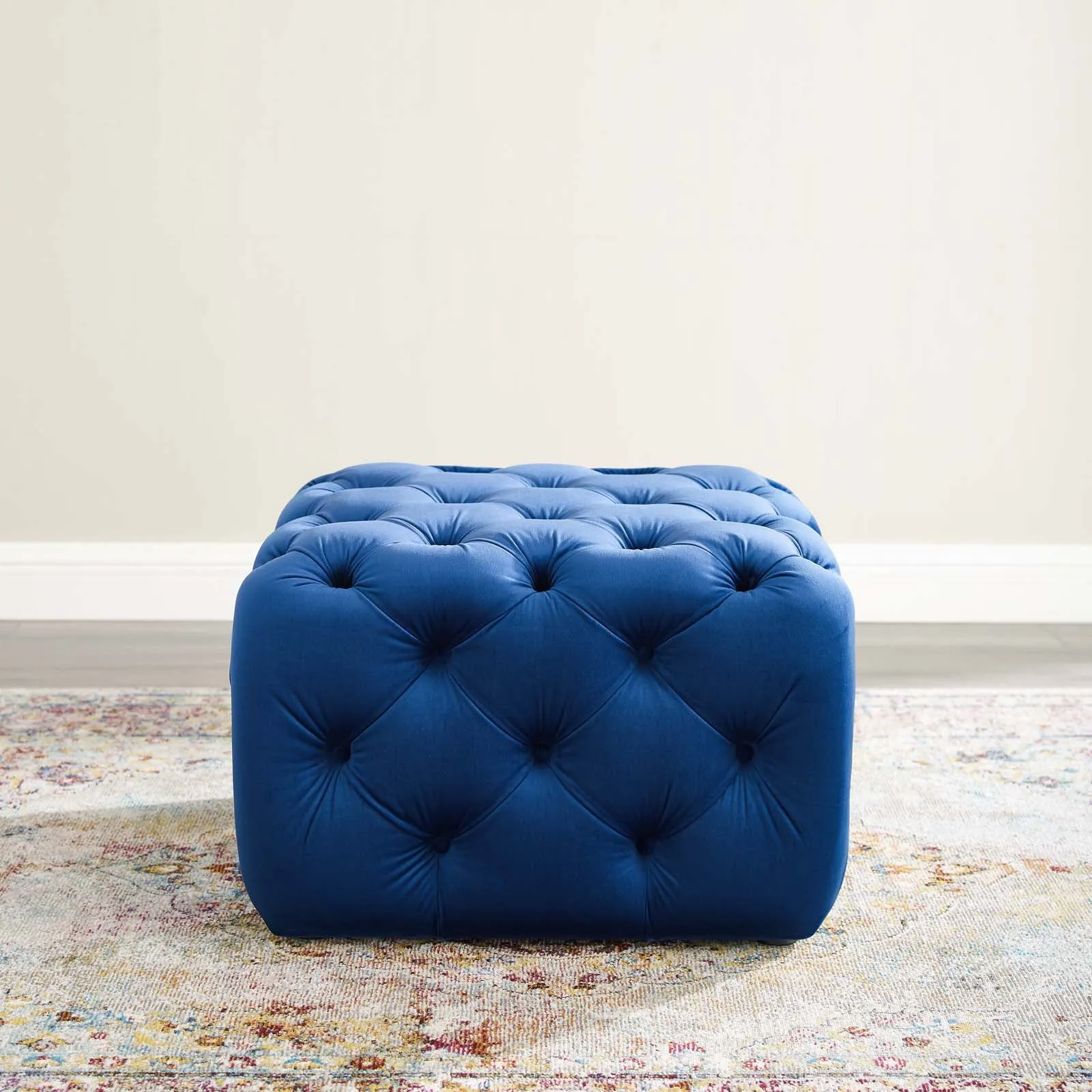 Amour Tufted Button Square Performance Velvet Ottoman by Modway