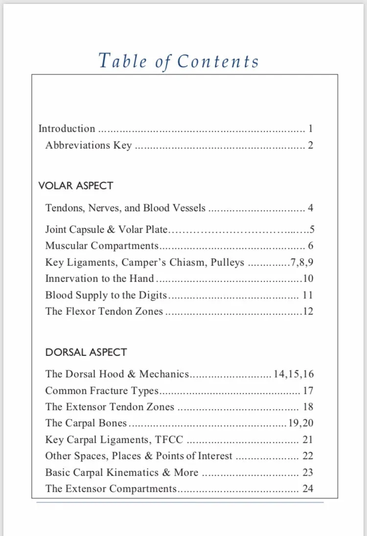 Anatomical  Hand  Reference & Illustrated Booklet For Hand  Therapists