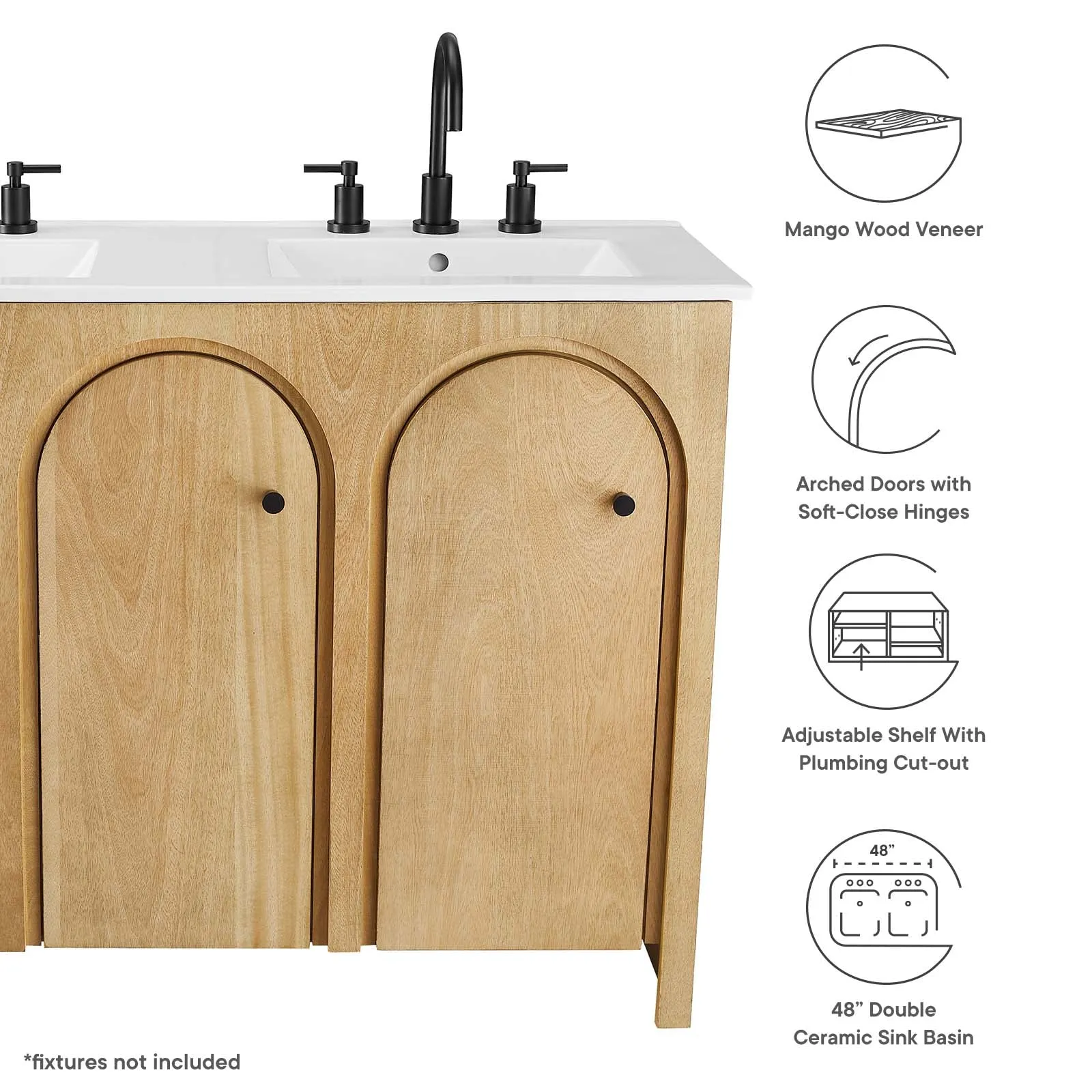 Appia 48" Double Sink Bathroom Vanity by Modway