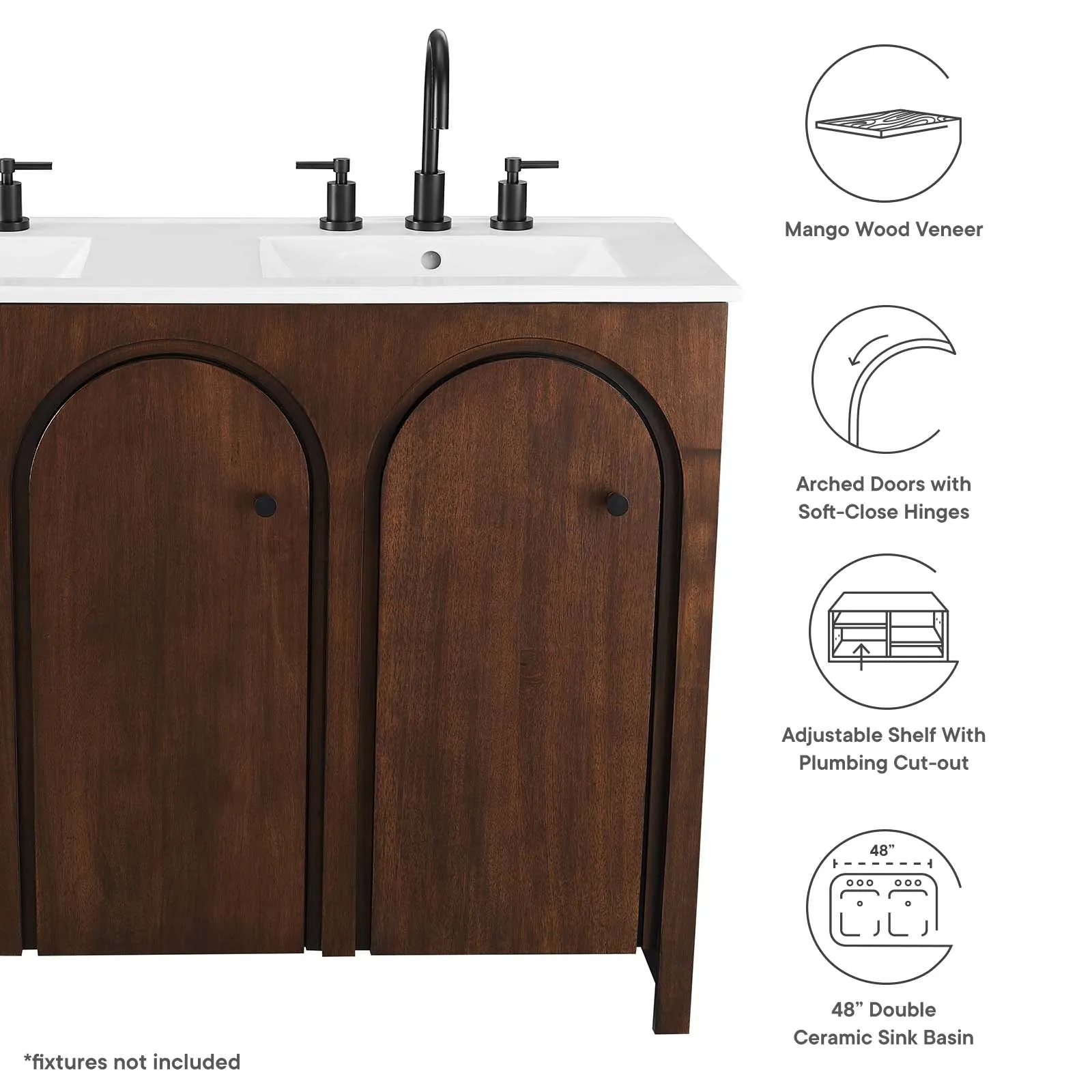 Appia 48" Double Sink Bathroom Vanity by Modway