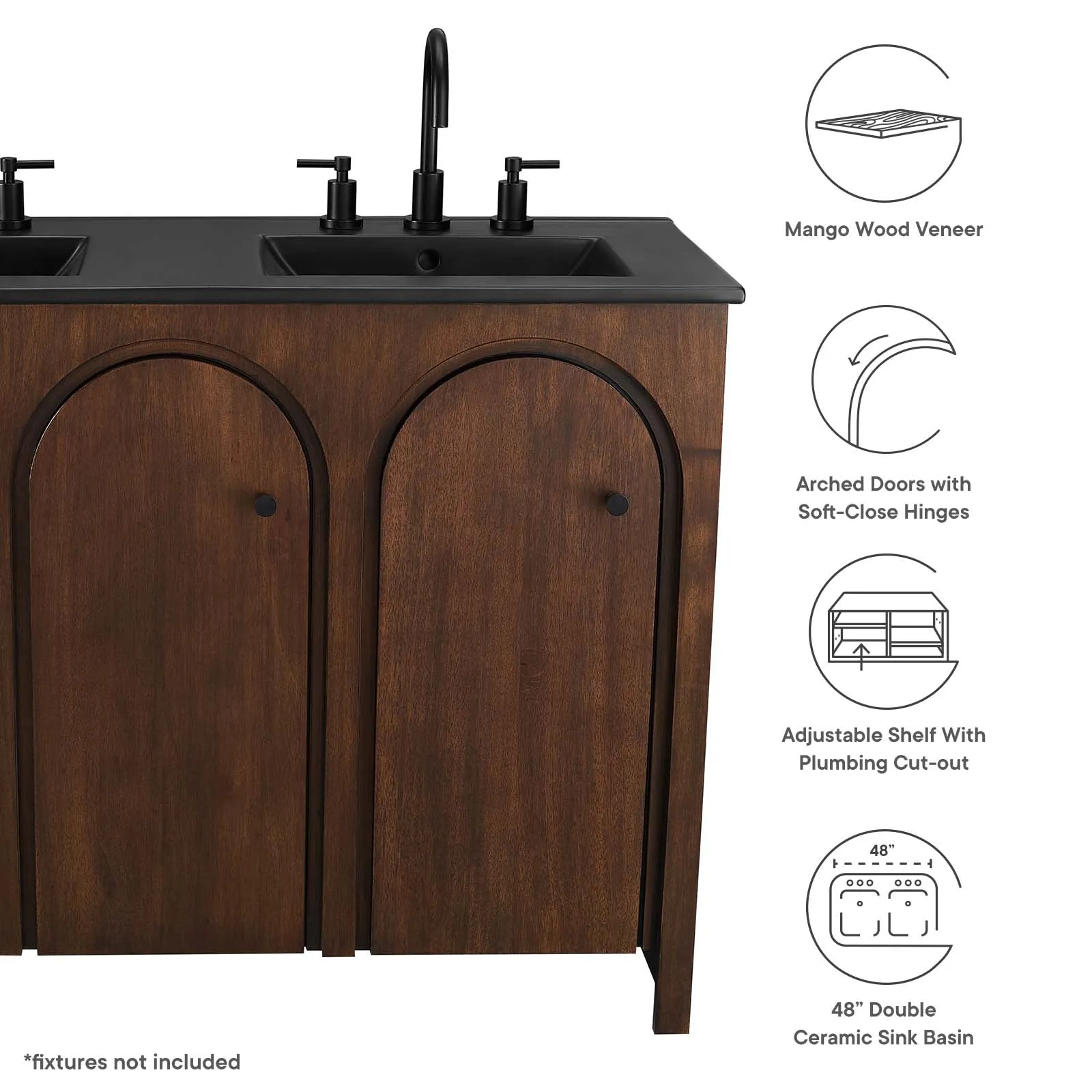 Appia 48" Double Sink Bathroom Vanity by Modway