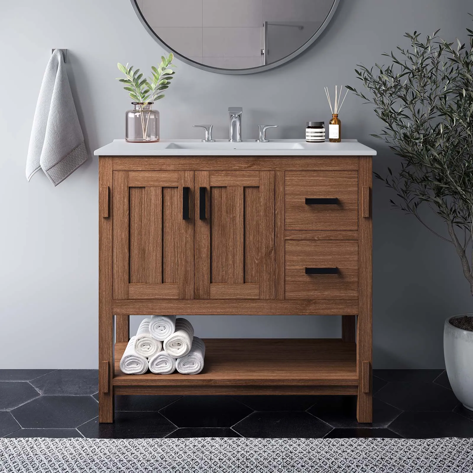 Ashlyn 36” Wood Bathroom Vanity by Modway