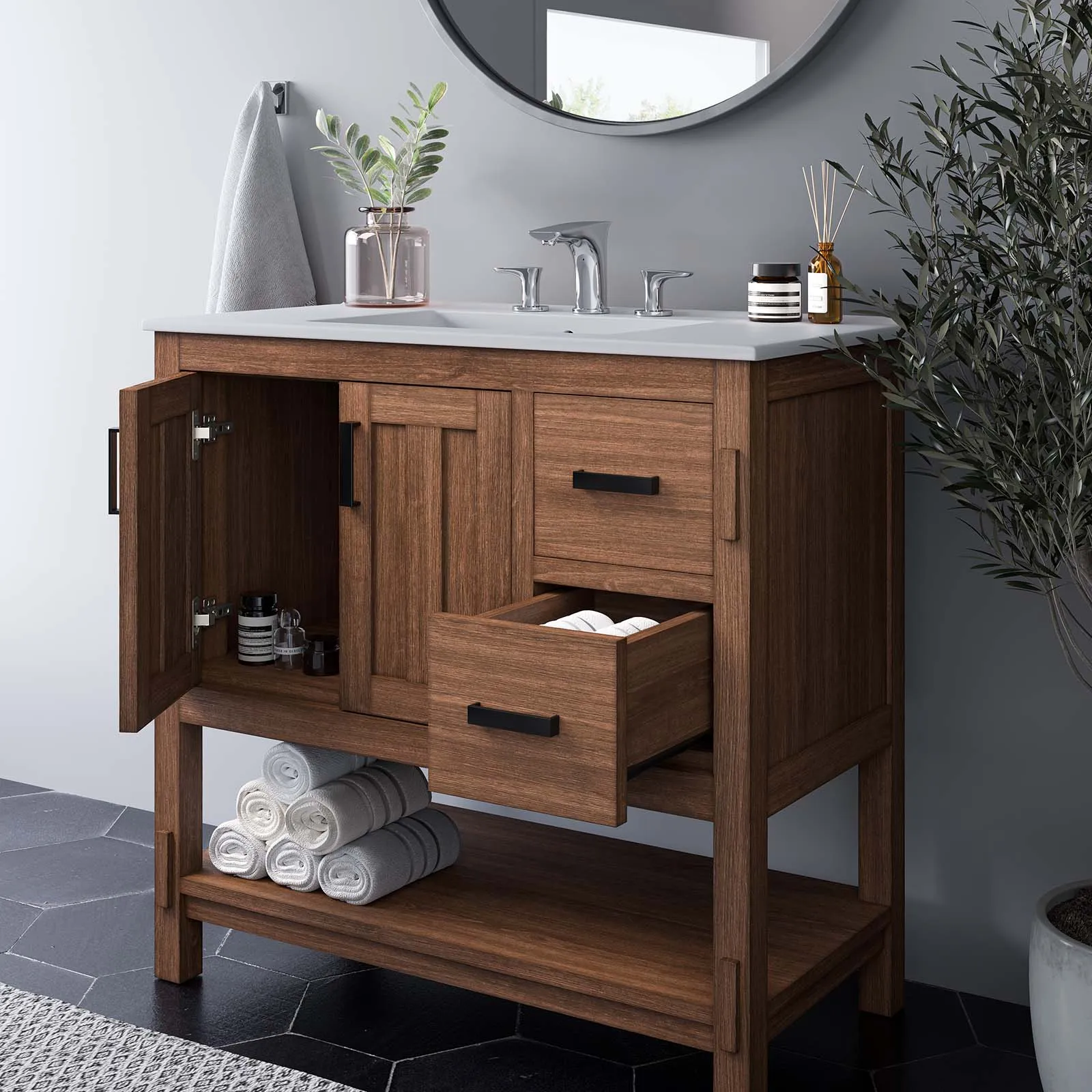 Ashlyn 36” Wood Bathroom Vanity by Modway