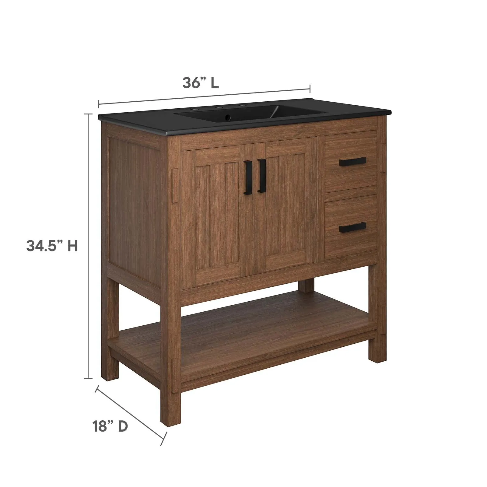 Ashlyn 36” Wood Bathroom Vanity by Modway