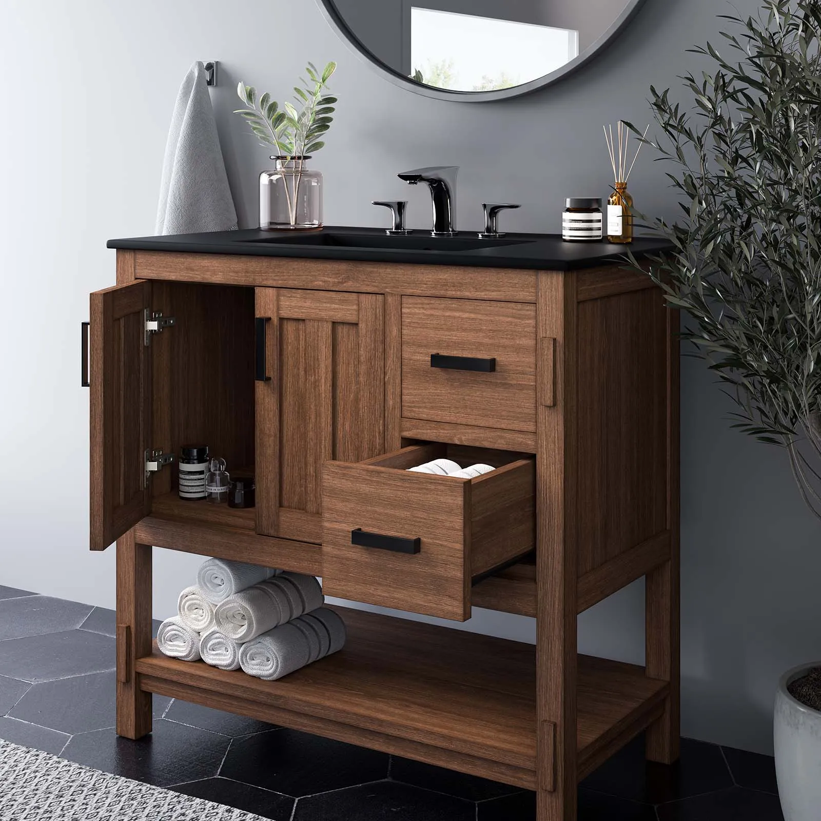 Ashlyn 36” Wood Bathroom Vanity by Modway