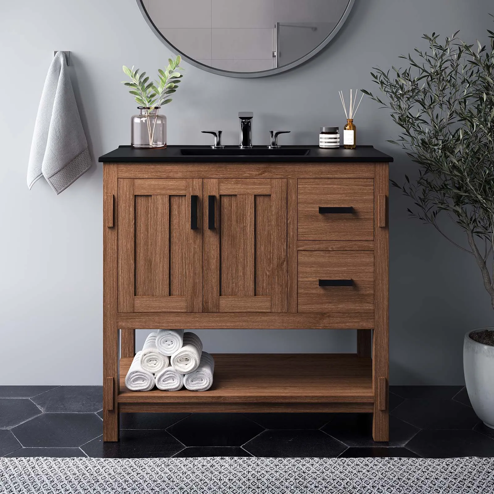 Ashlyn 36” Wood Bathroom Vanity by Modway