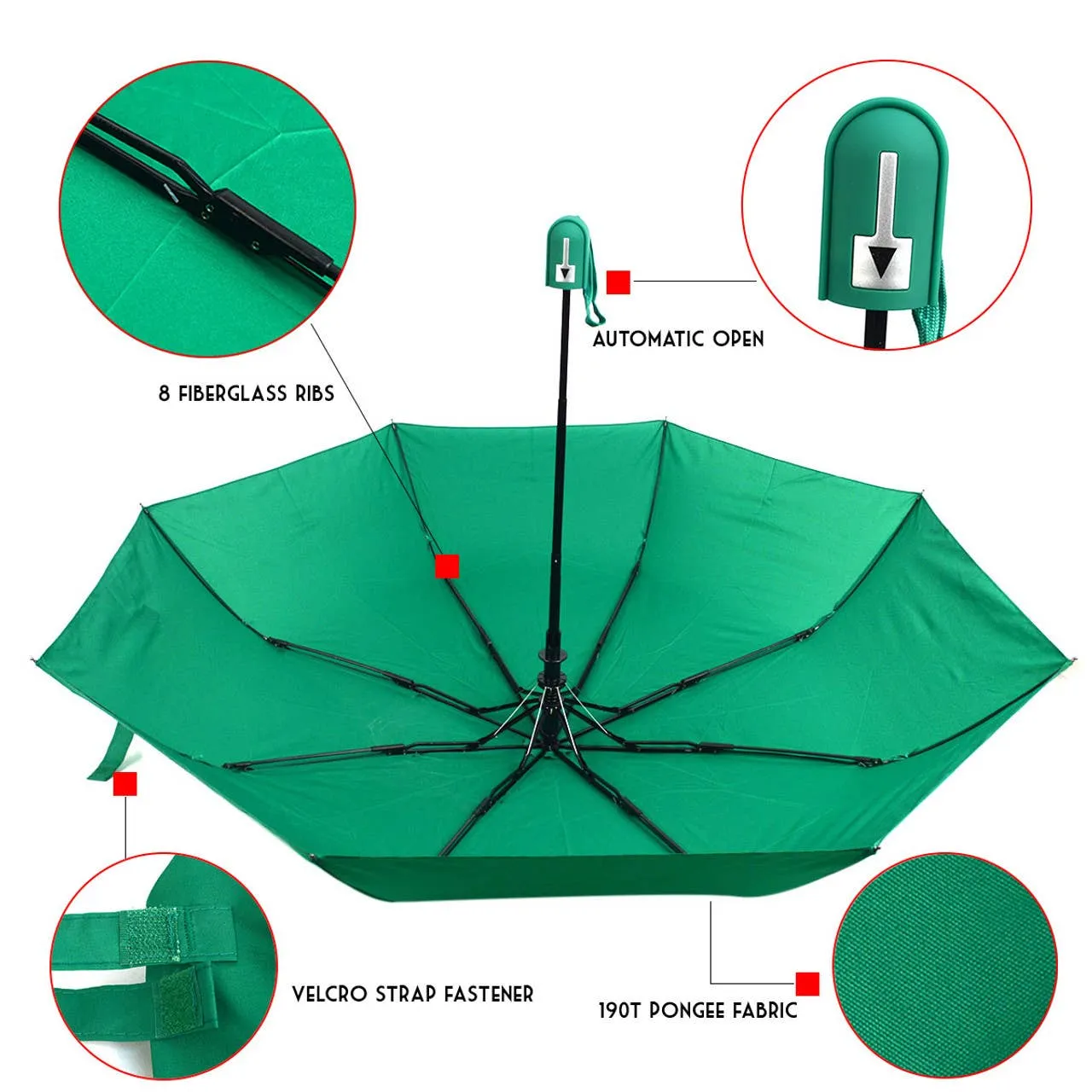 Auto Open Compact Solid Color Travel Umbrella - UM5029