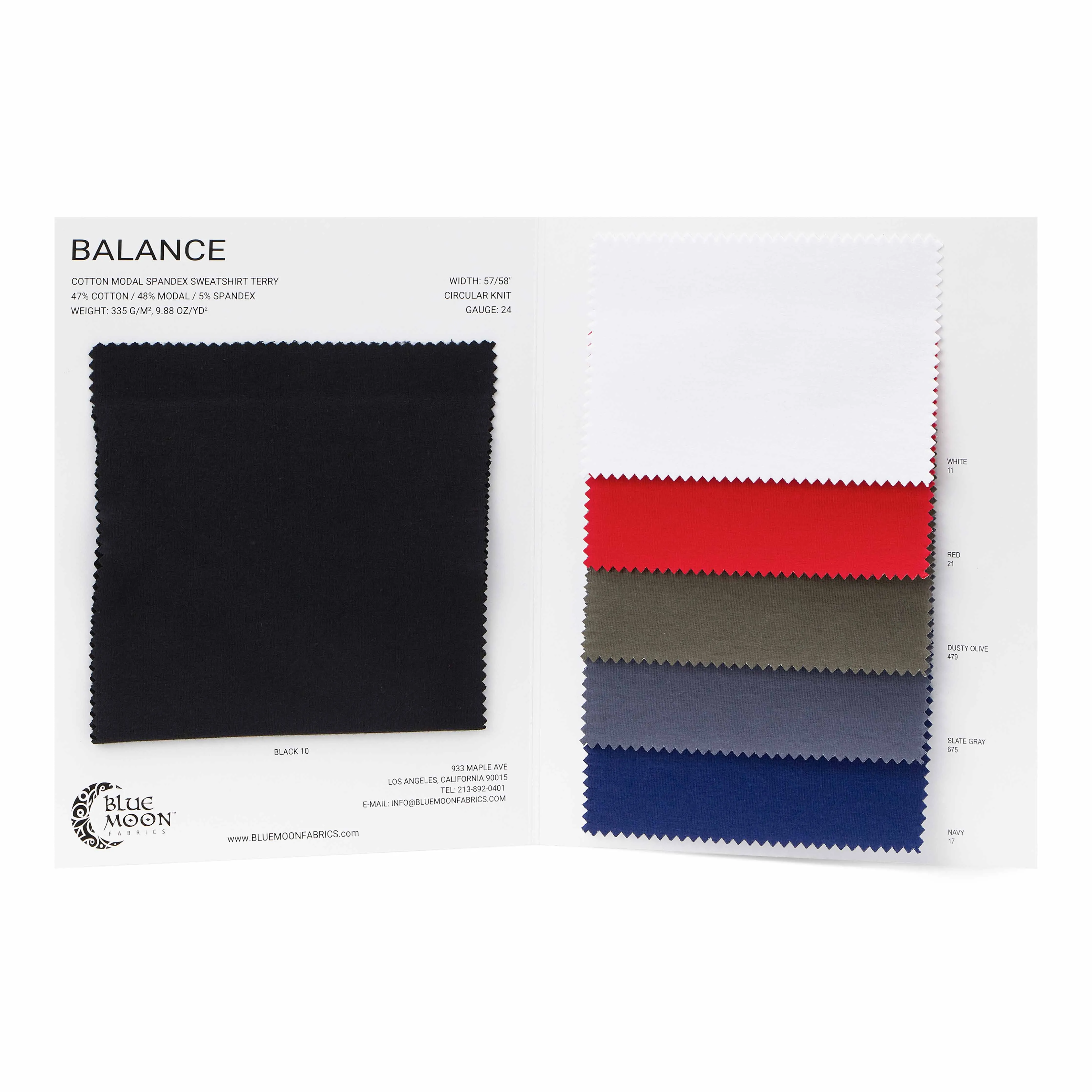 Balance Cotton Modal Terry Spandex Color Card | Blue Moon Fabrics