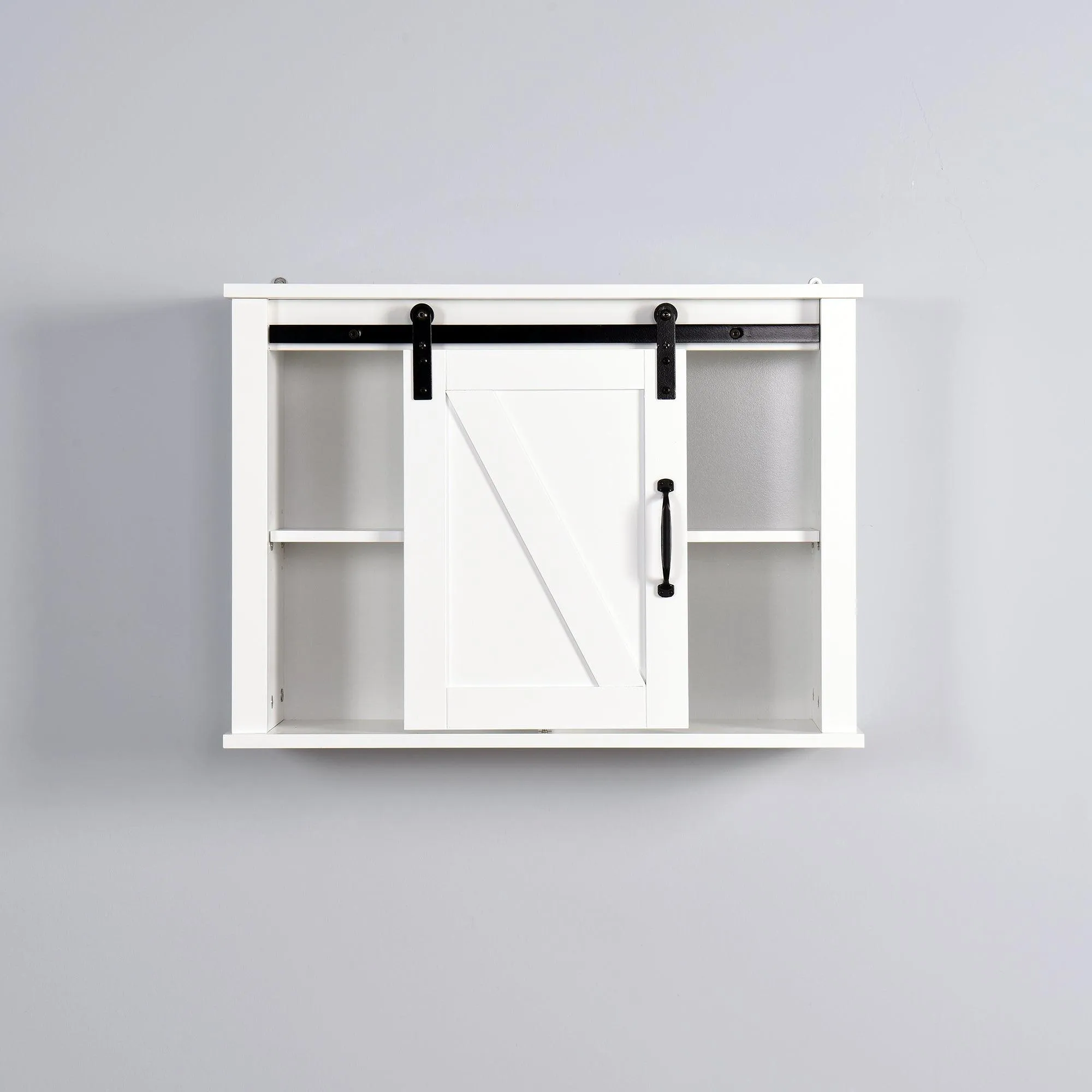 Bathroom Wall Cabinet with 2 Adjustable Shelves Wooden Storage Cabinet with a Barn Door