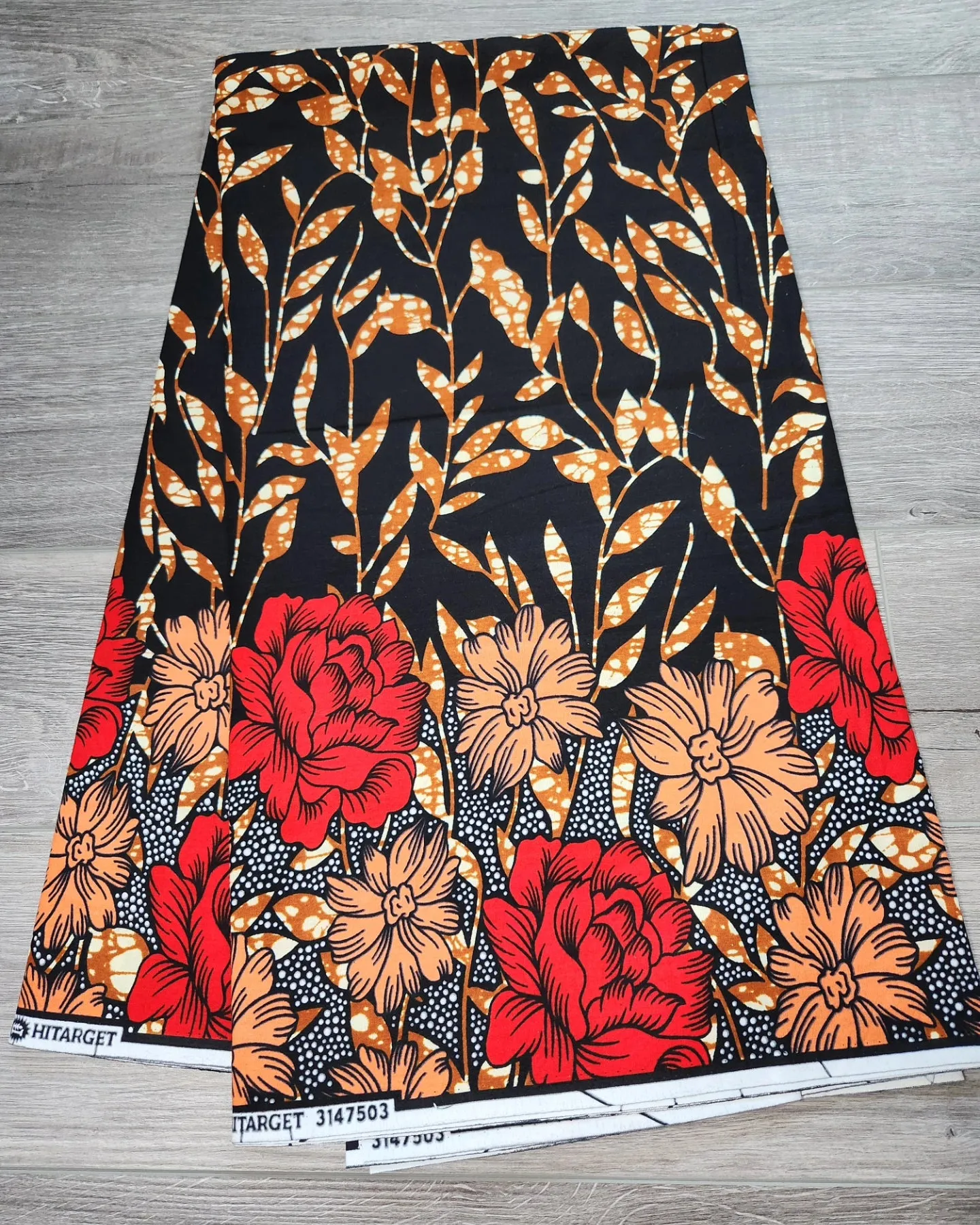 Black and Red African Print Fabric, Ankara Fabric