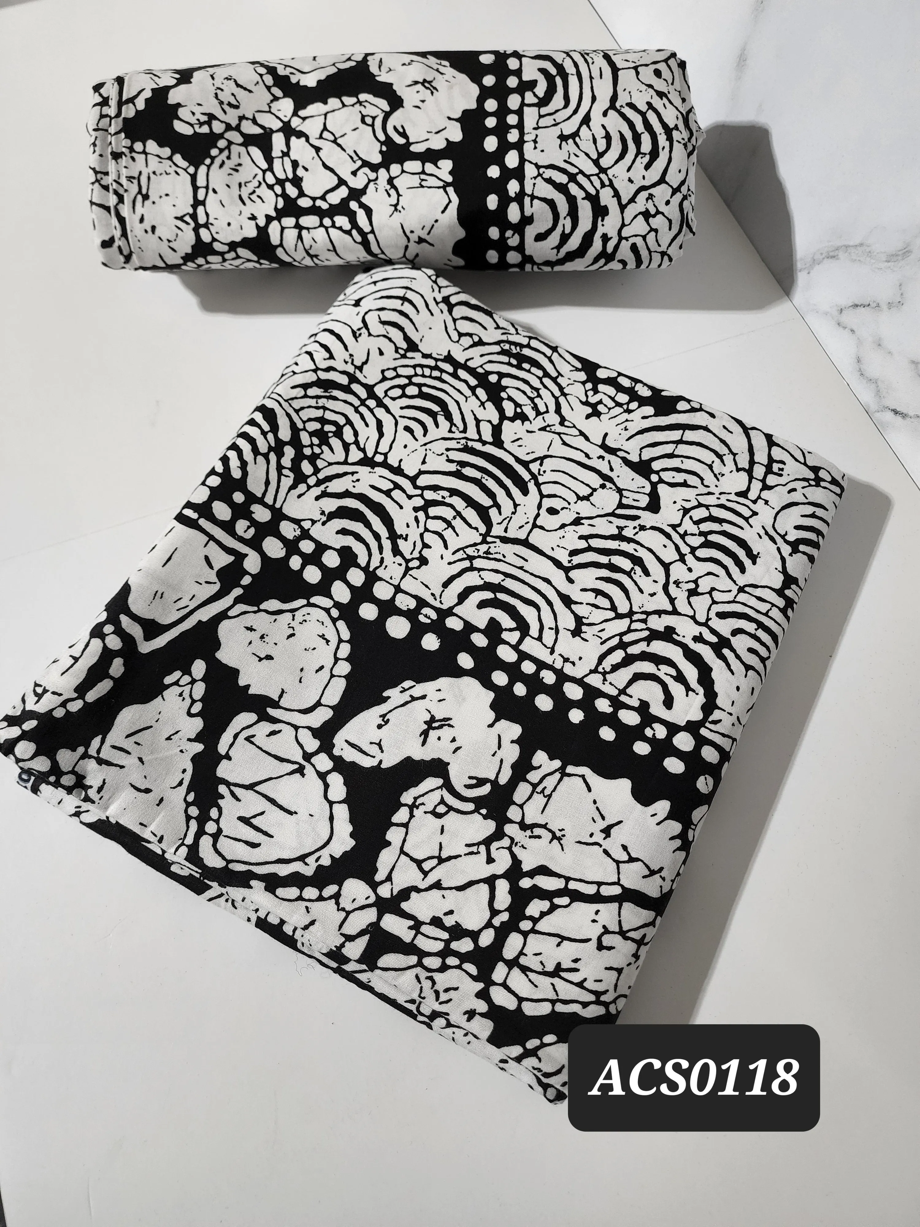 Black and White Ankara Fabric, ACS0118