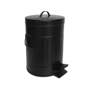 Black Galvanized Iron Trash Can - 5 Liters (1.3 Gallon)