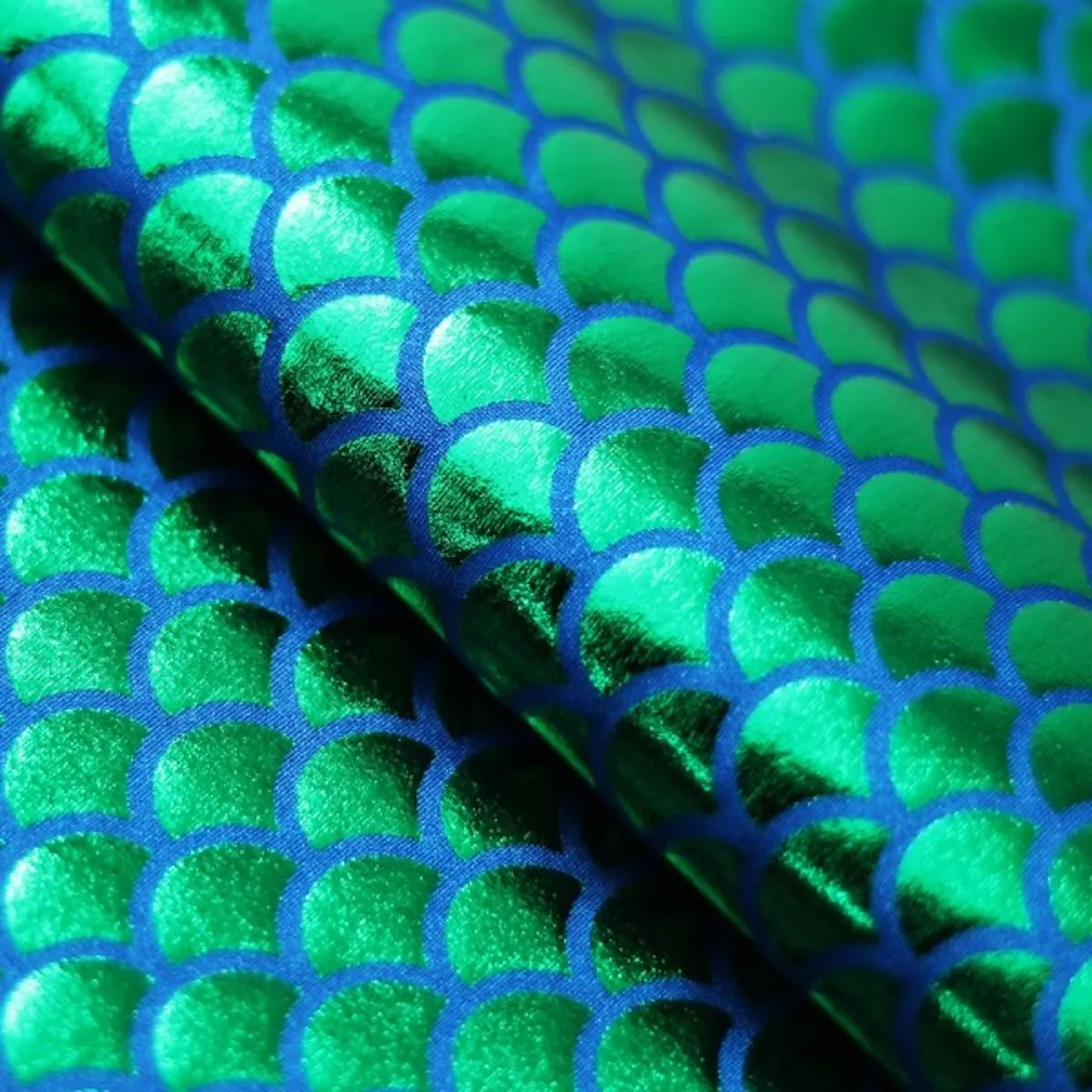 Blue Green Mermaid Scale Spandex Fabric