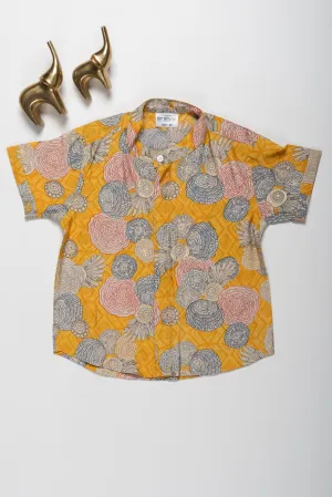 Boys Chanderi Shirt with Artistic Floral Print - Ideal for Special Occasions