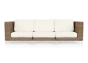 Brown Wicker Outdoor Sofa - 3 Seat