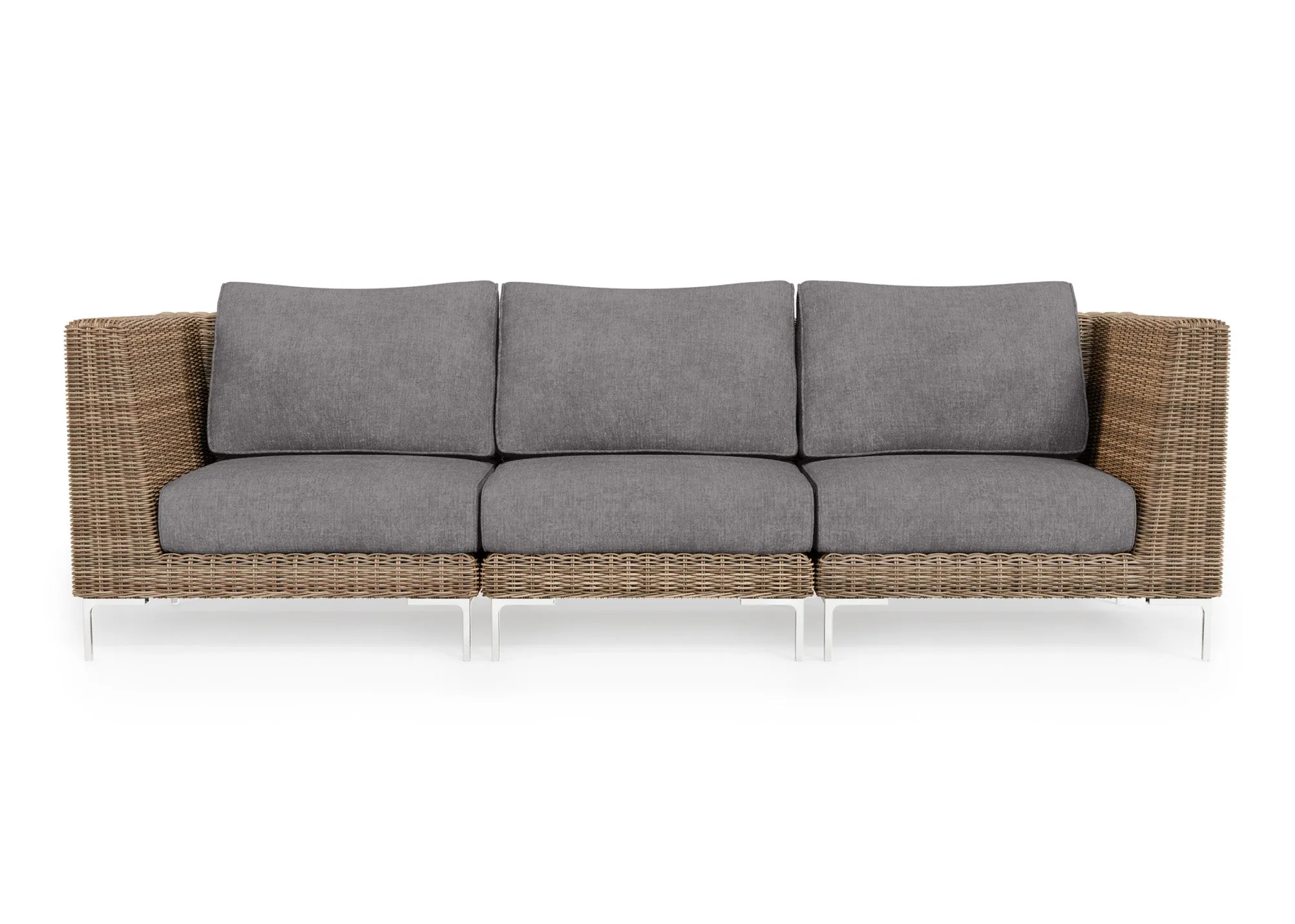 Brown Wicker Outdoor Sofa - 3 Seat