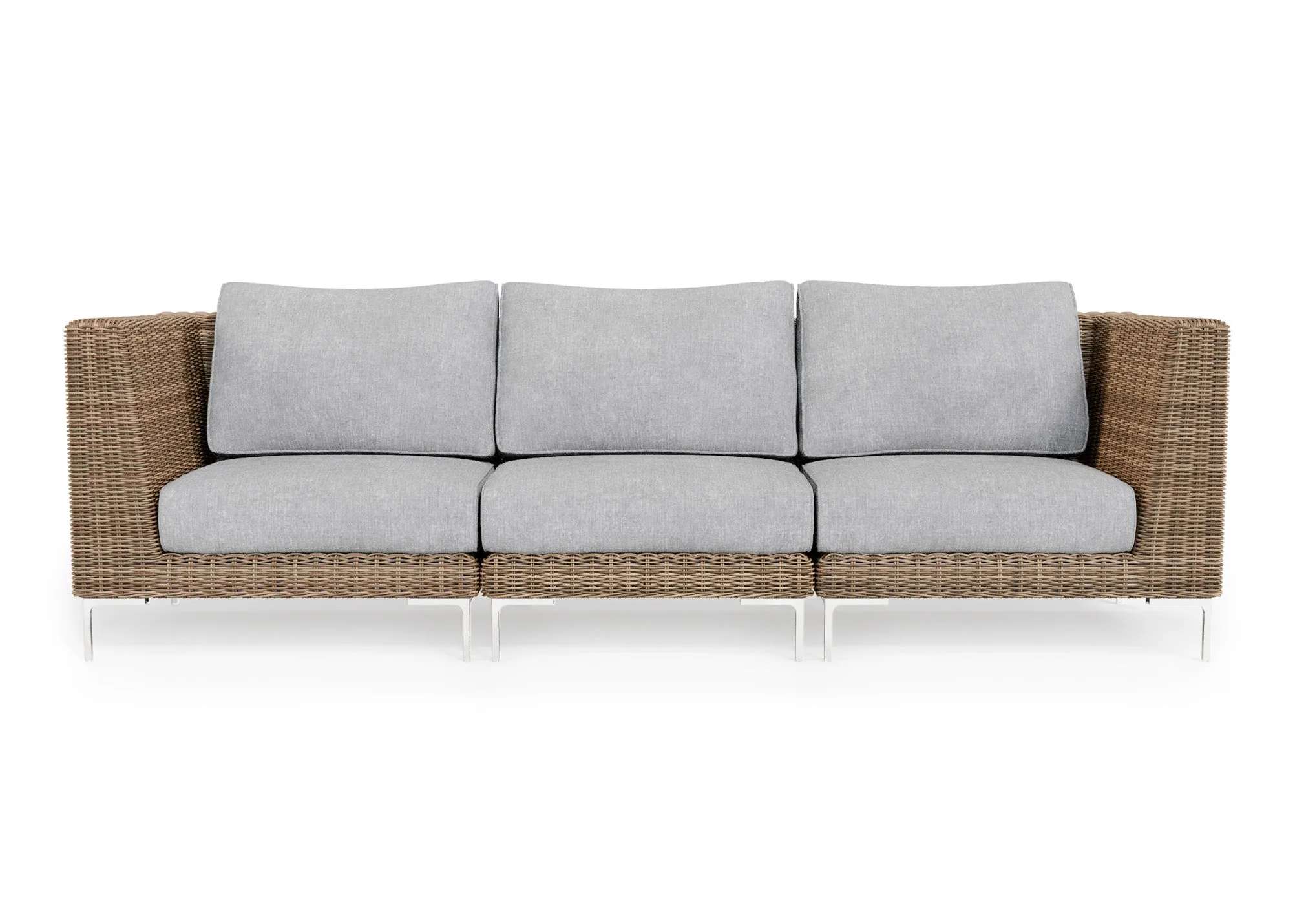 Brown Wicker Outdoor Sofa - 3 Seat