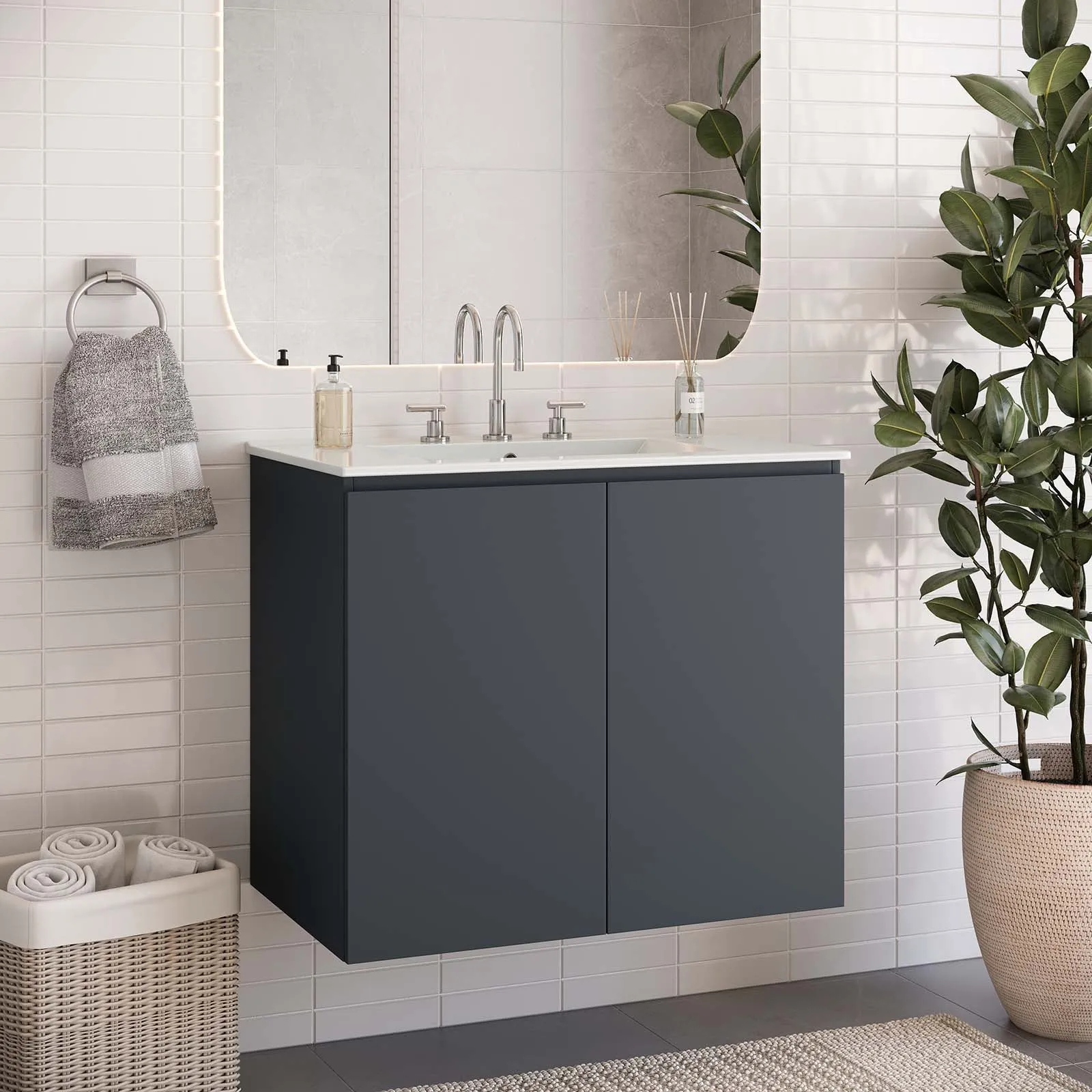 Bryn 30" Wall-Mount Bathroom Vanity by Modway