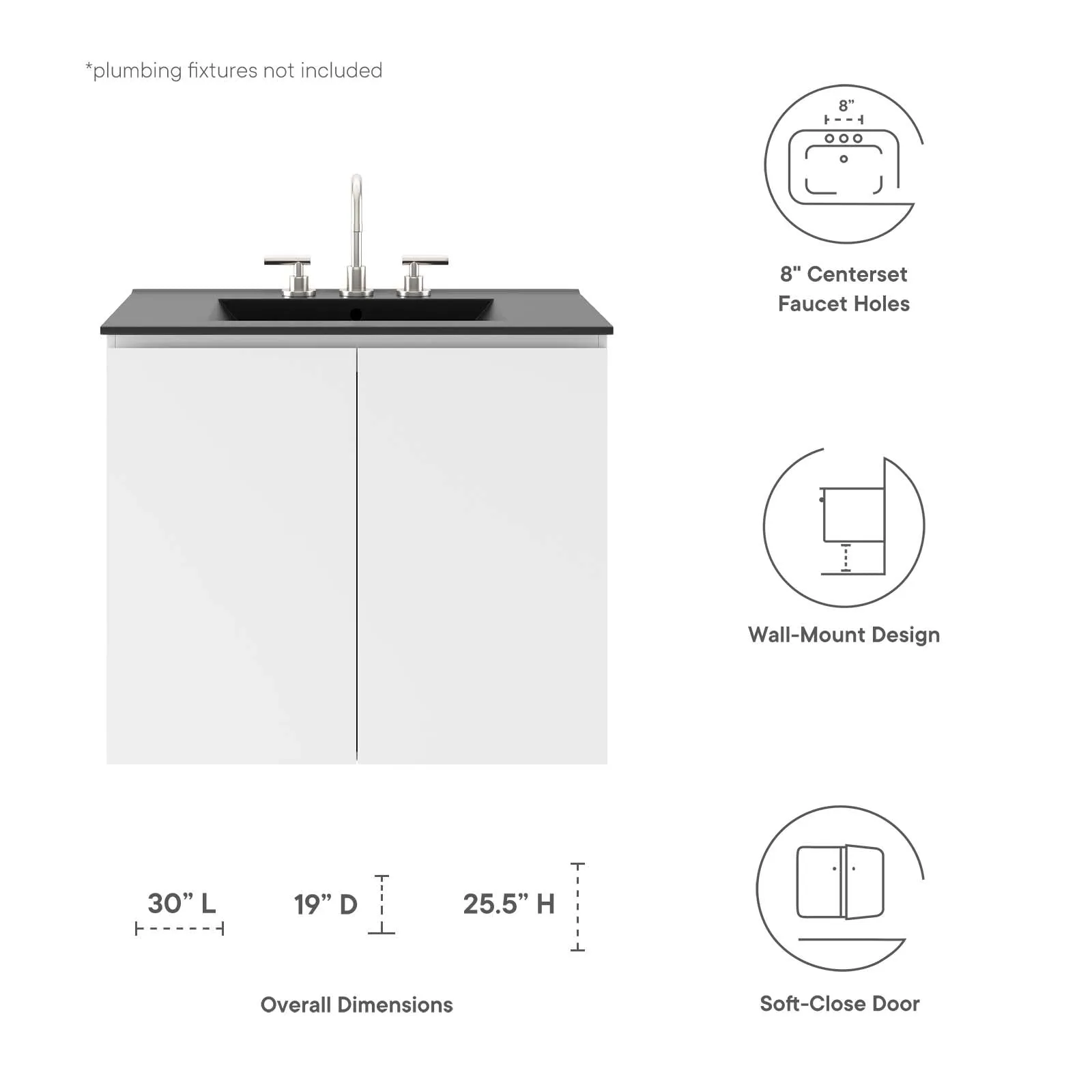 Bryn 30" Wall-Mount Bathroom Vanity by Modway