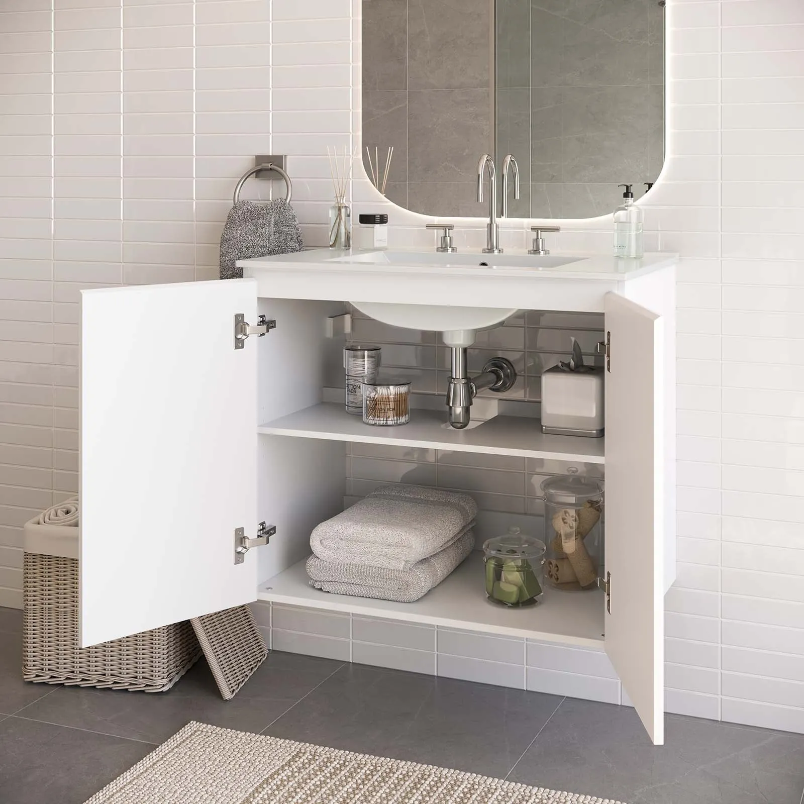 Bryn 30" Wall-Mount Bathroom Vanity by Modway