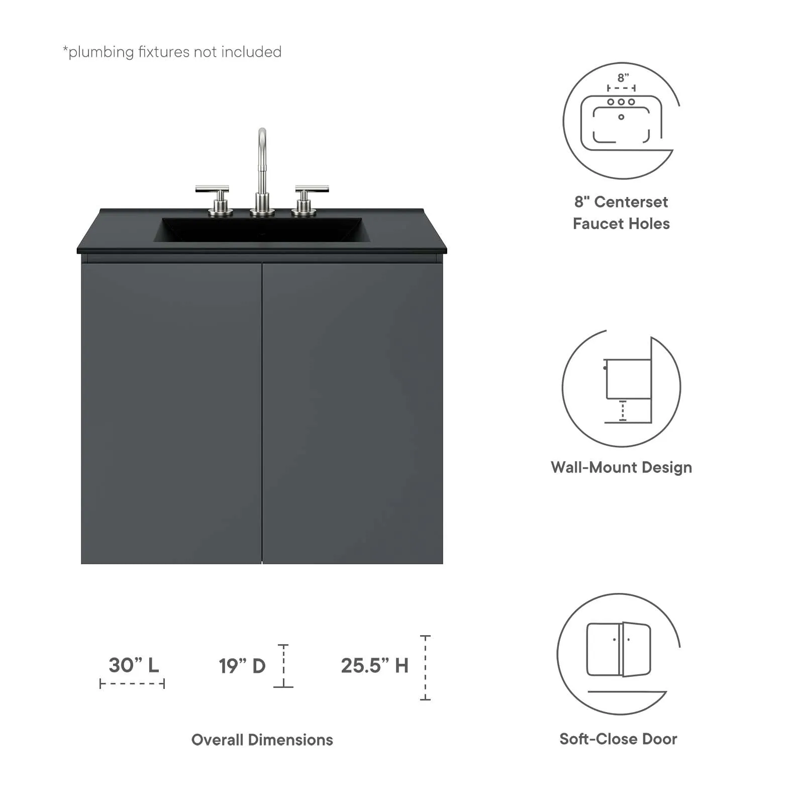 Bryn 30" Wall-Mount Bathroom Vanity by Modway