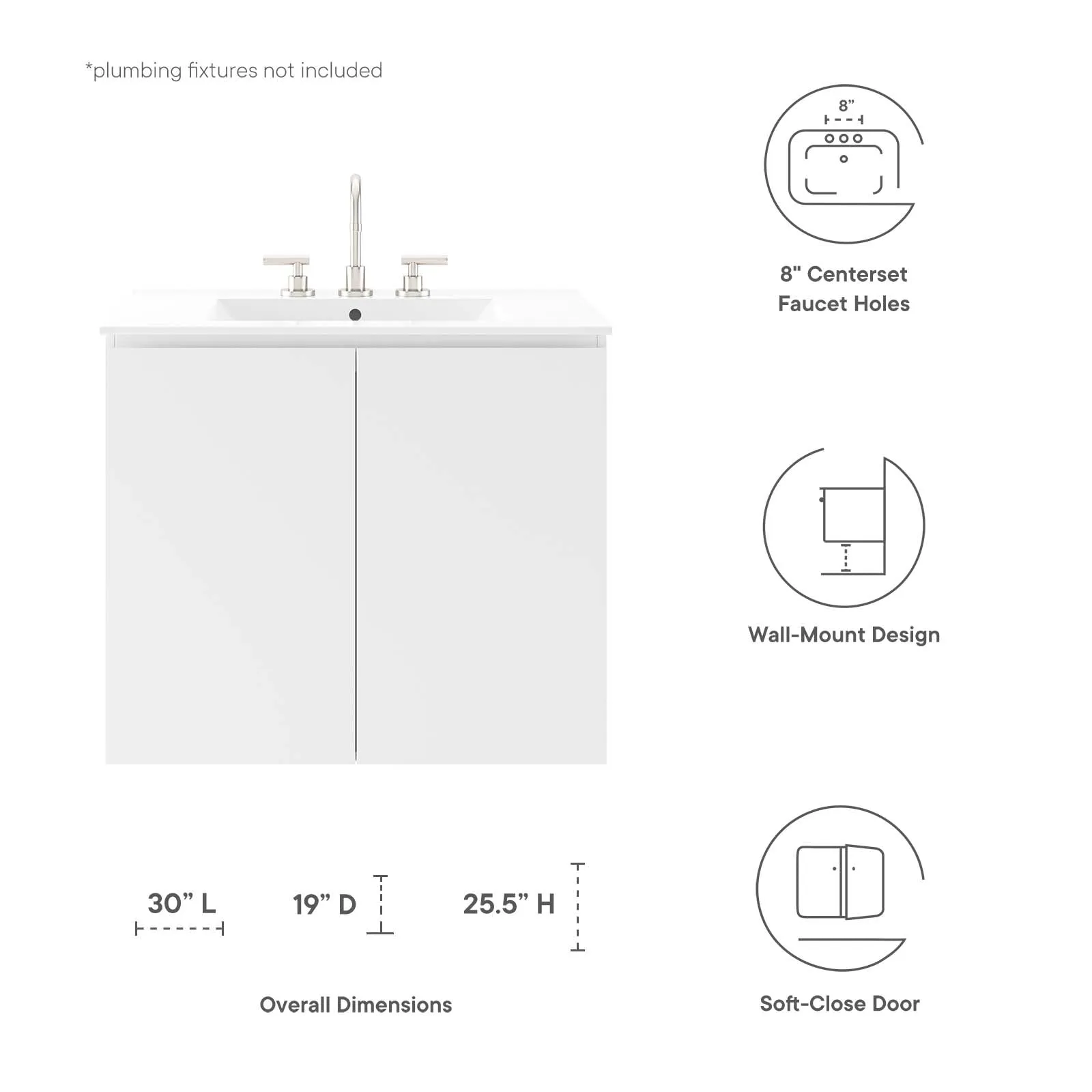 Bryn 30" Wall-Mount Bathroom Vanity by Modway