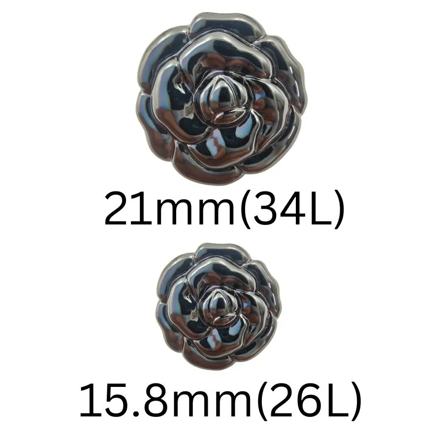 Camelia Flower Design Shank Abs Button (Pack of 8 Buttons)