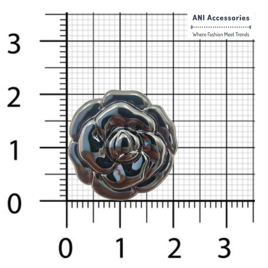 Camelia Flower Design Shank Abs Button (Pack of 8 Buttons)