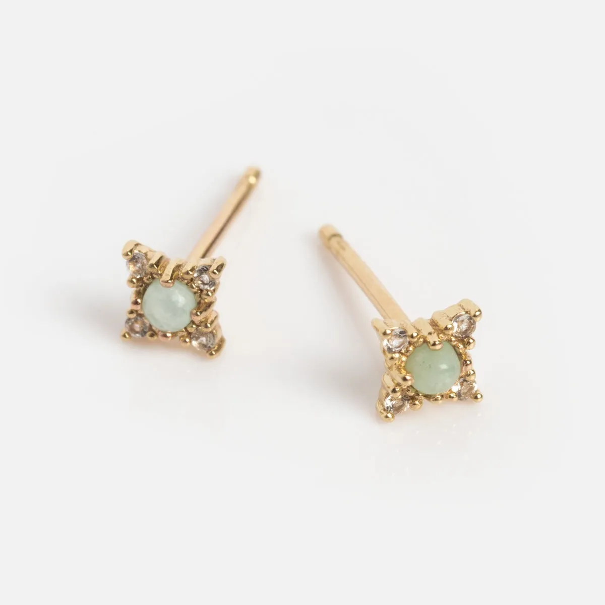 Courtney Frerichs x Local Eclectic Solid Gold Amazonite Starburst Studs